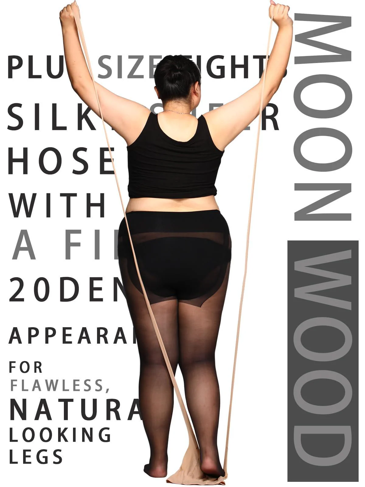 2 Pairs Plus Size Sheer High Waist Stocking-Black - Image 5