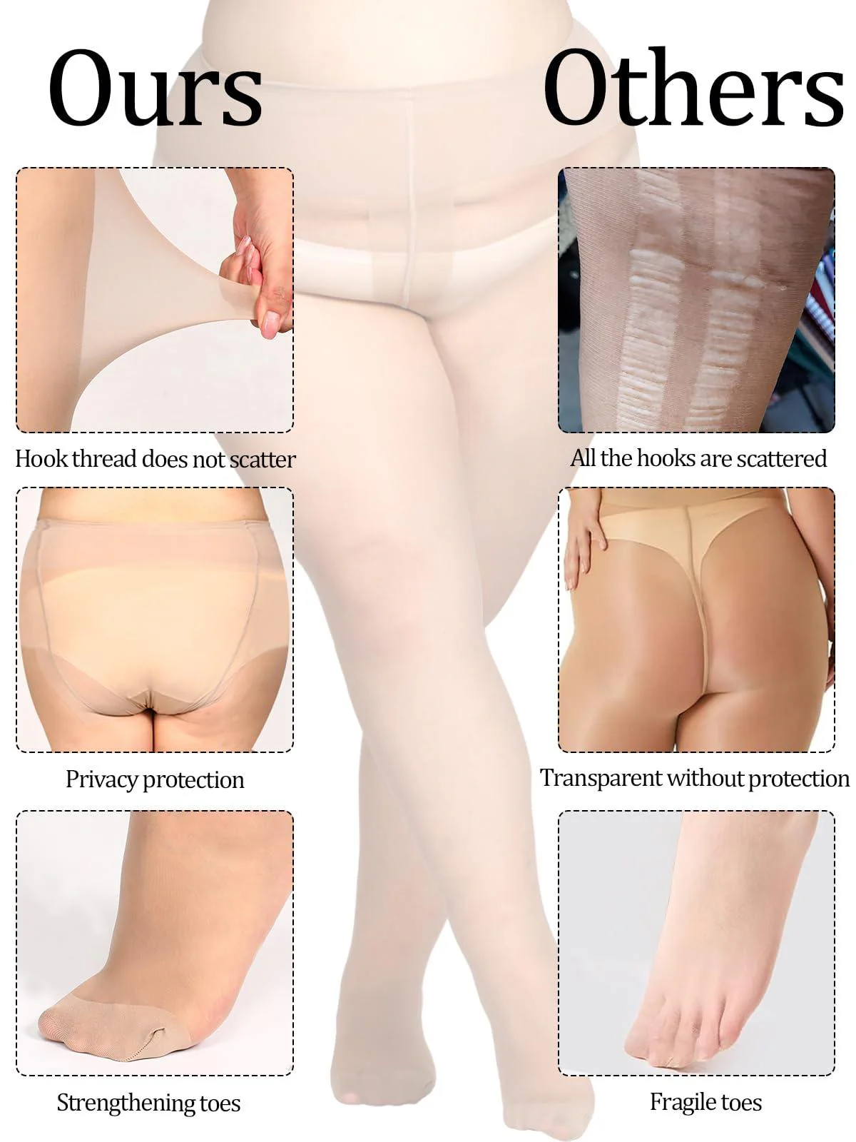 2 Pairs Plus Size Sheer High Waist Stocking-Nude - Image 4