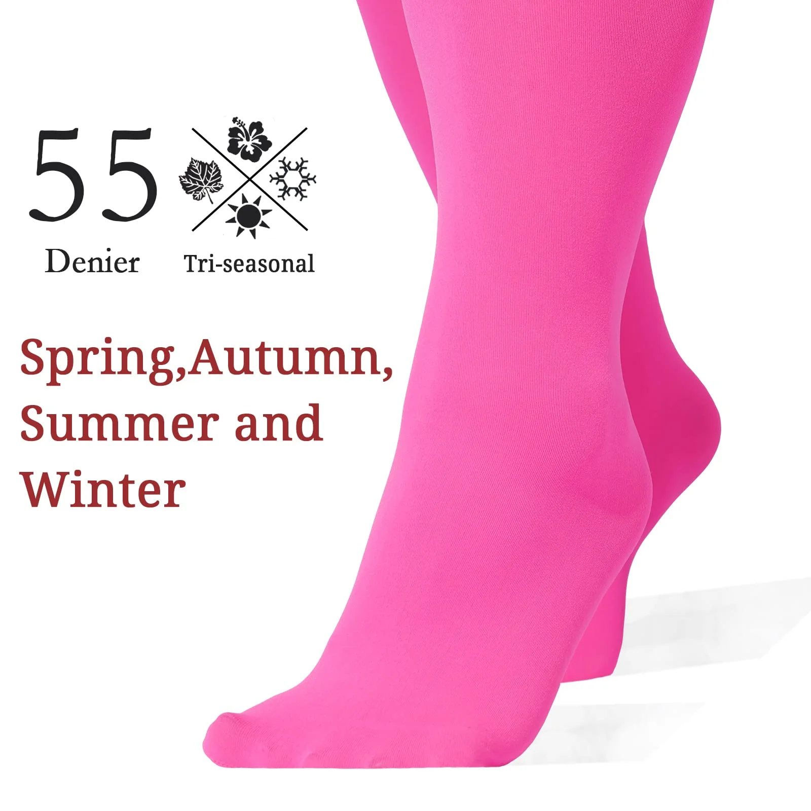 3 Pairs Plus Size Opaque Thigh High Socks-Black+white+pink - Image 3