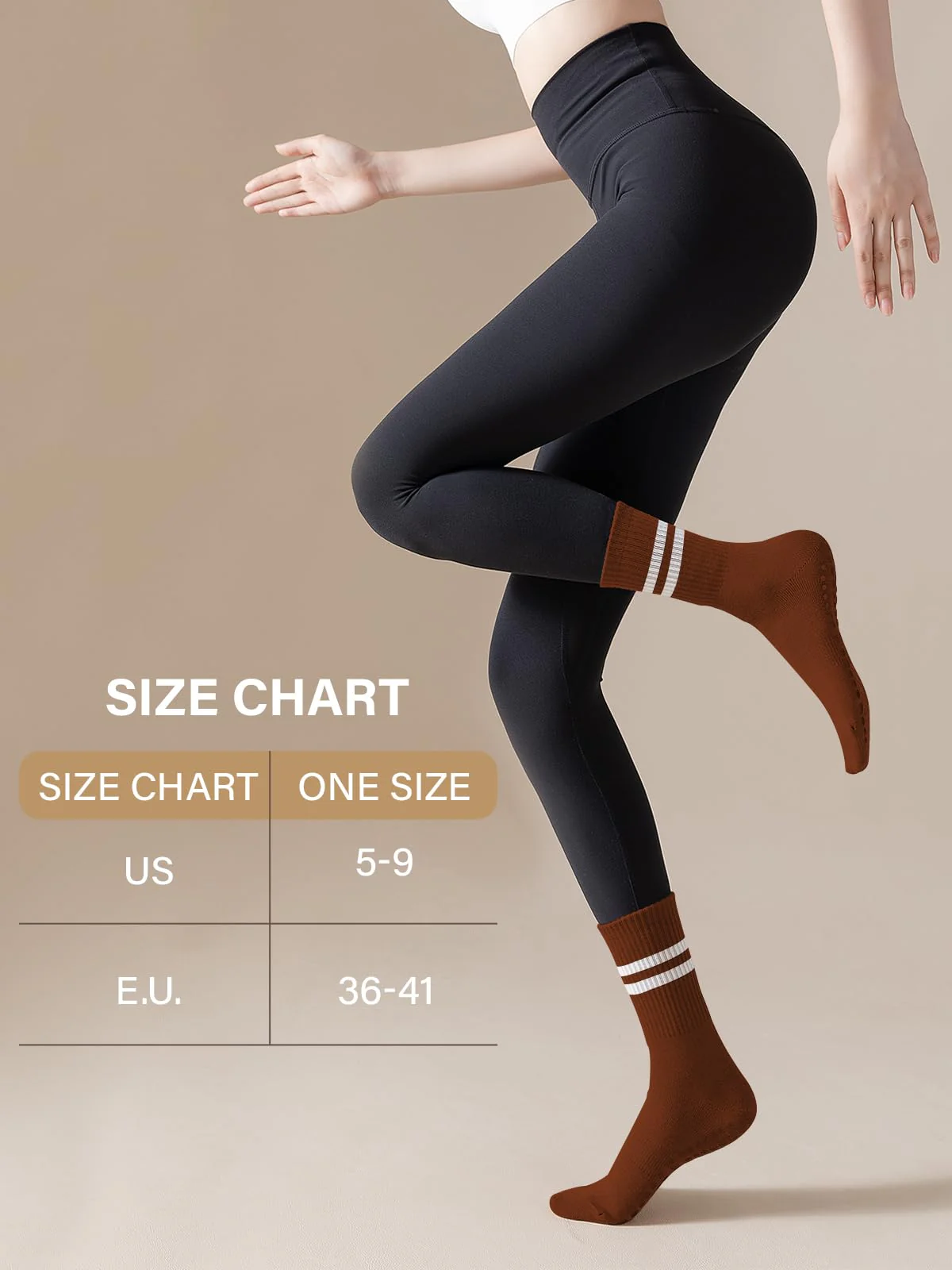 3 Pairs Pilates Socks with Grips-Black White Pink - Image 7