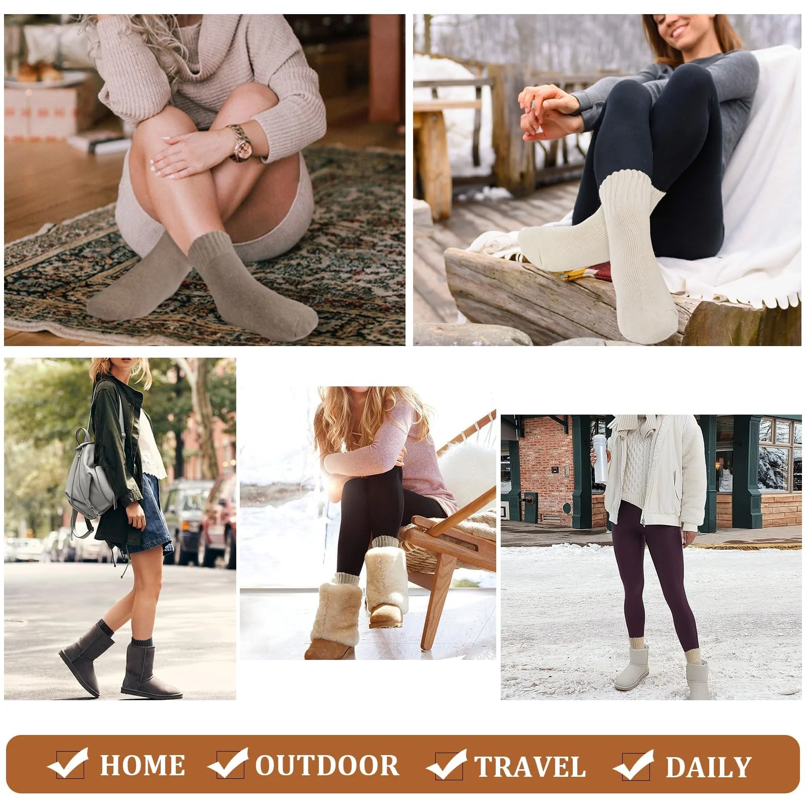 3 Pairs Wool Boot Socks for Women Winter - Image 6