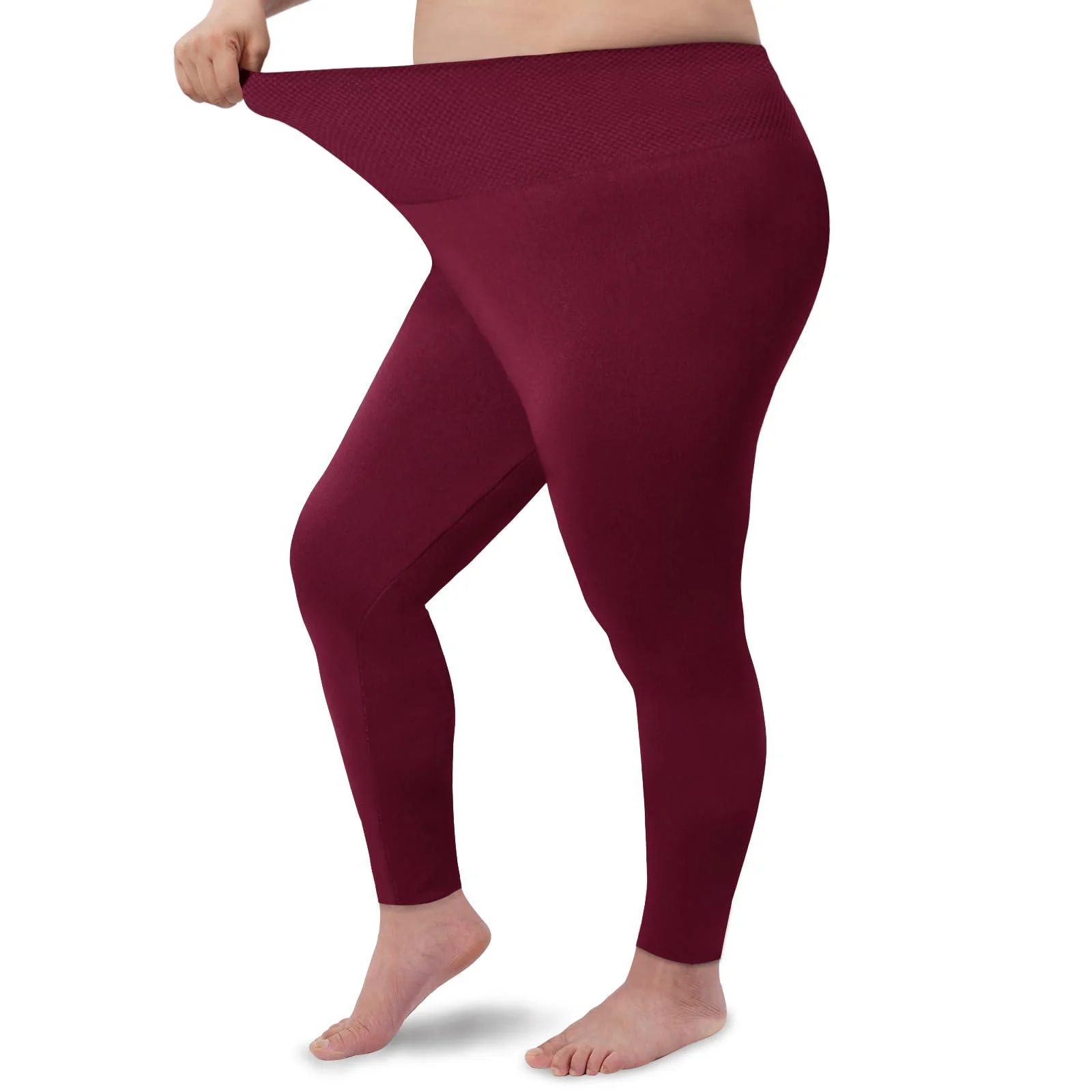 6 Pack Plus Size Fleece Lined Leggings High Waist - Image 3