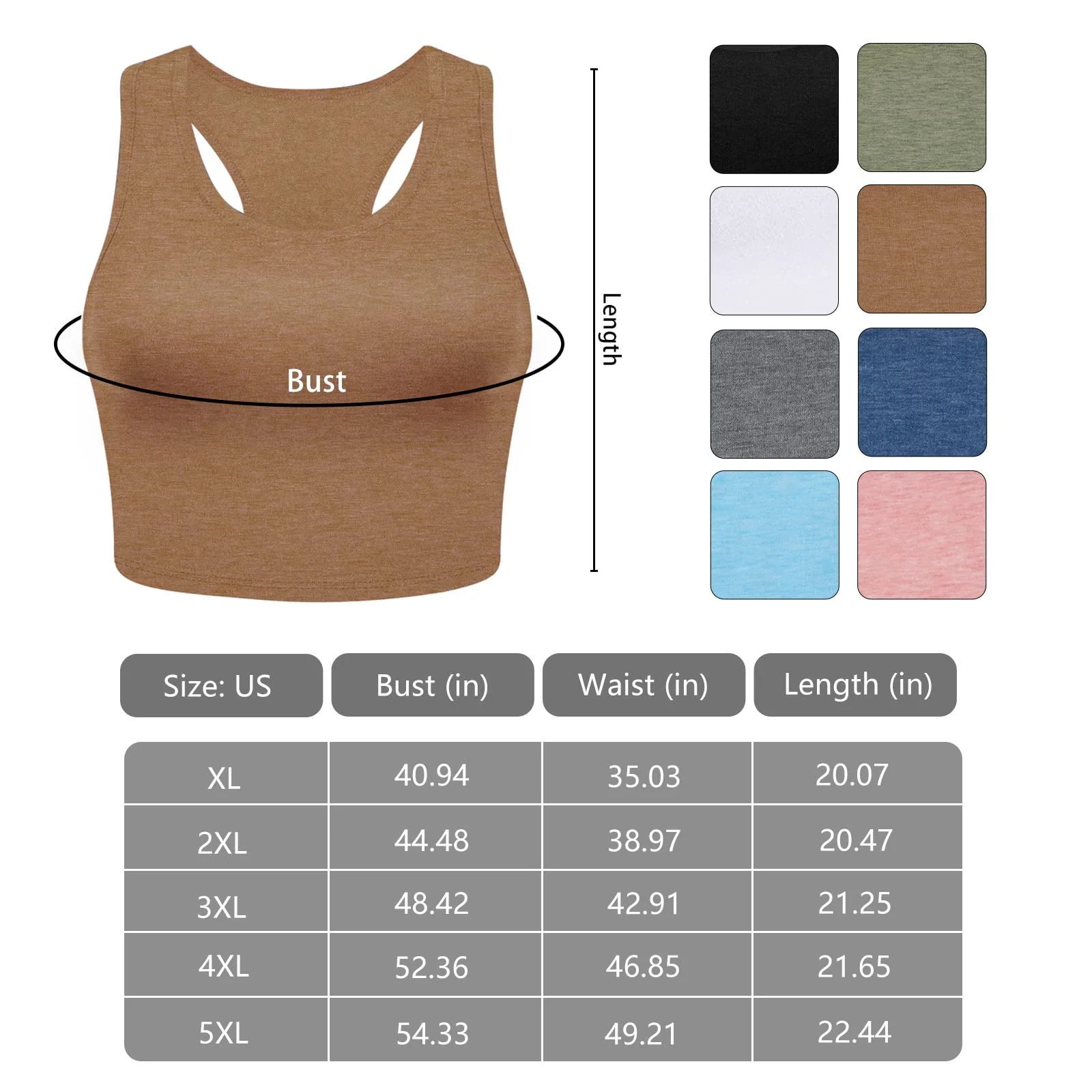 3 Pieces Basic Plus Size Tank Tops for Women-Black,Coffee,Army Green - Image 5
