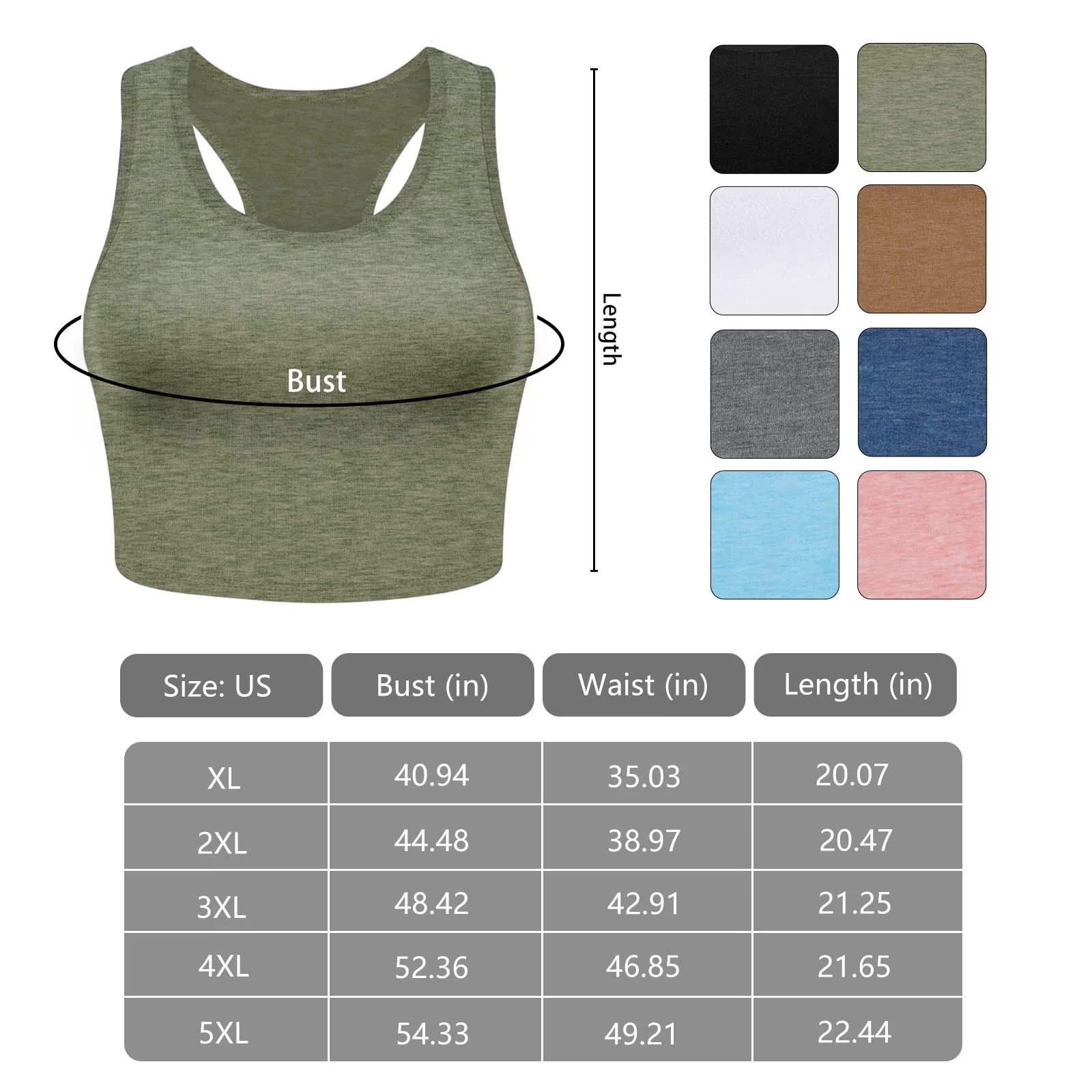 3 Pieces Basic Plus Size Tank Tops for Women-Black,Grey,Army Green - Image 5