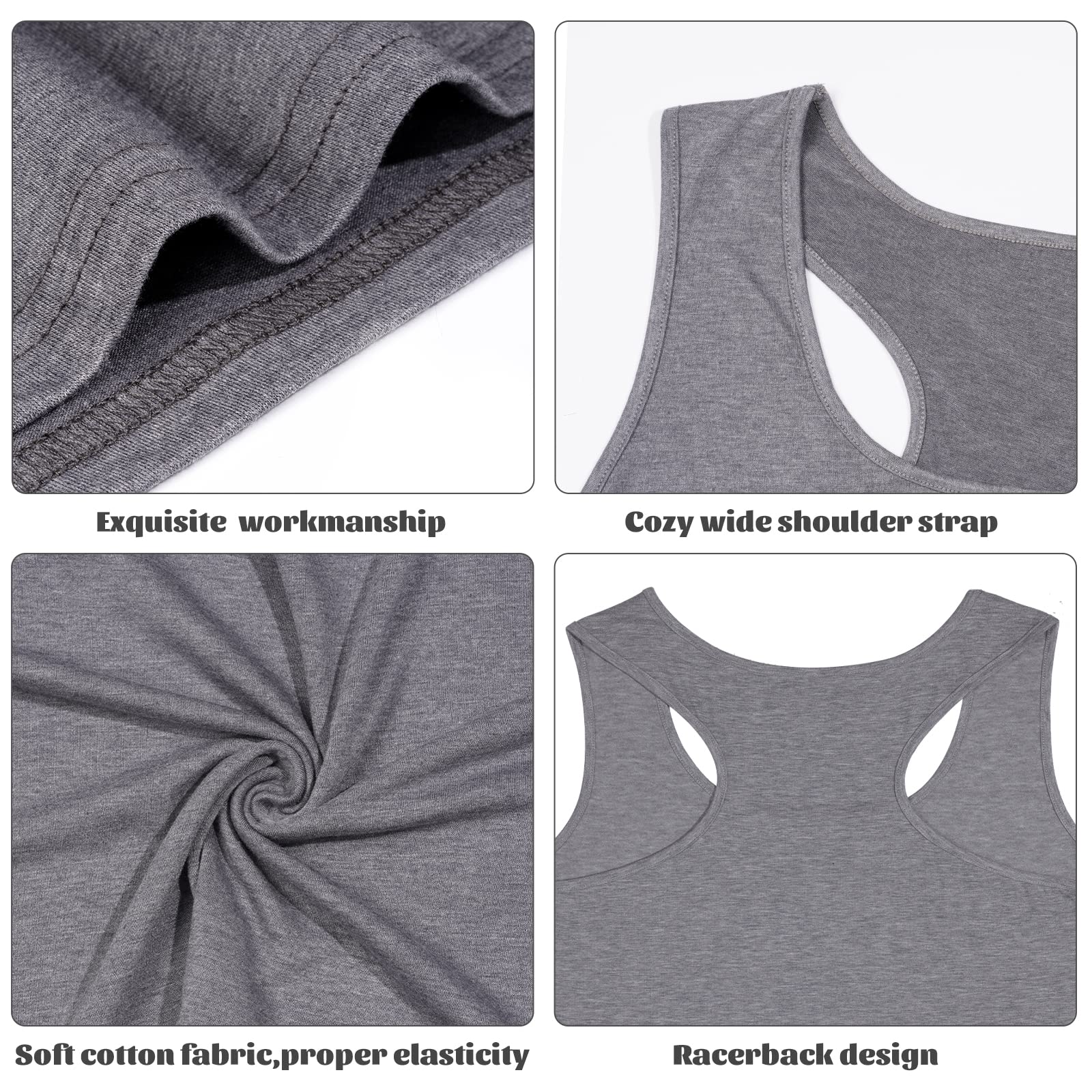 3 Pieces Basic Plus Size Tank Tops for Women-Black, White, Grey - Image 4