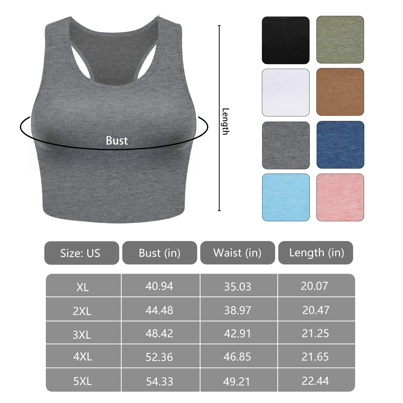 3 Pieces Basic Plus Size Tank Tops for Women-Black, White, Grey - Image 5