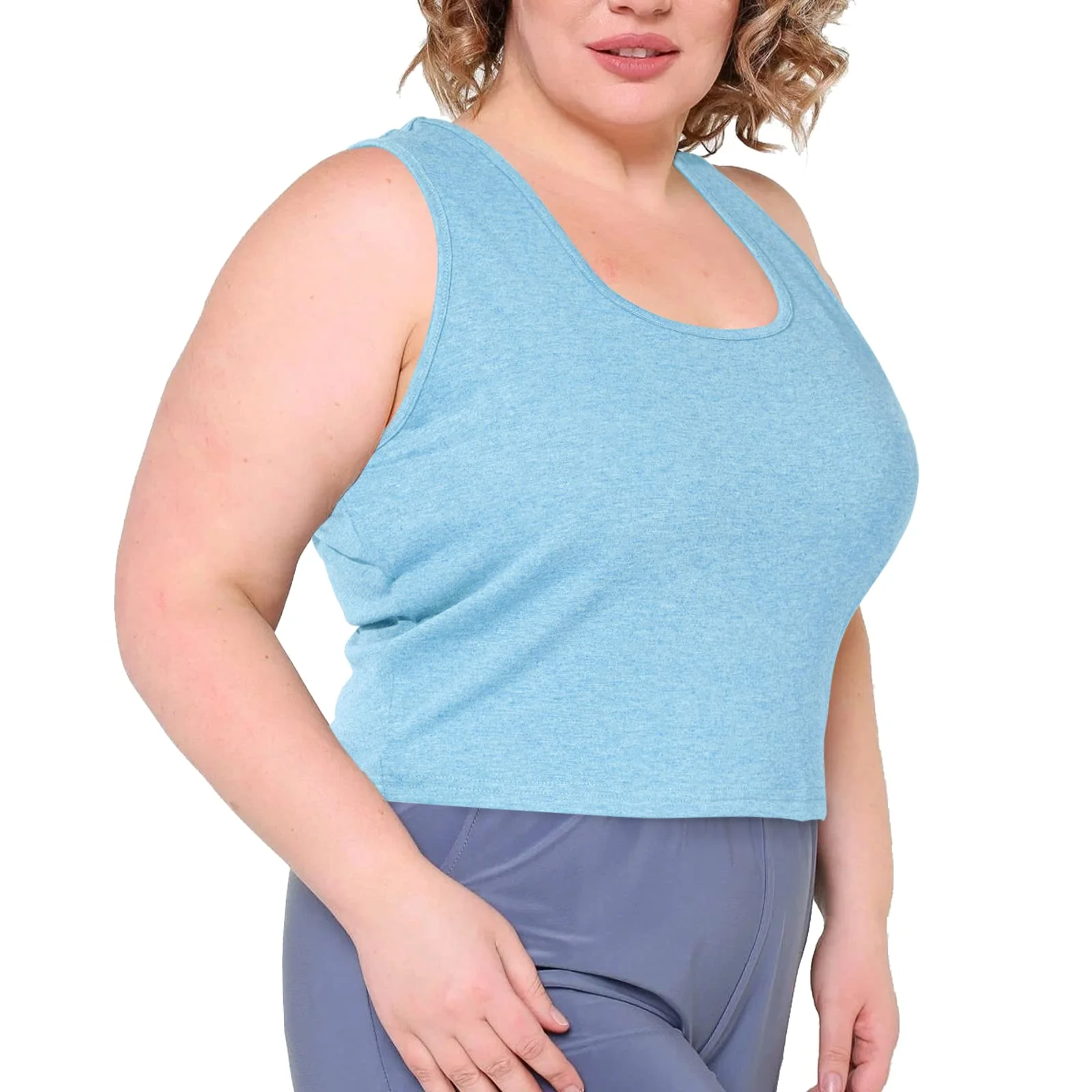 3 Pieces Basic Plus Size Tank Tops for Women-Pink,White,Blue - Image 3