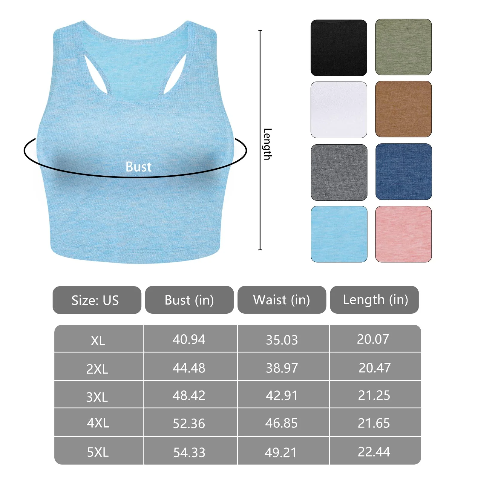 3 Pieces Basic Plus Size Tank Tops for Women-Pink,White,Blue - Image 5