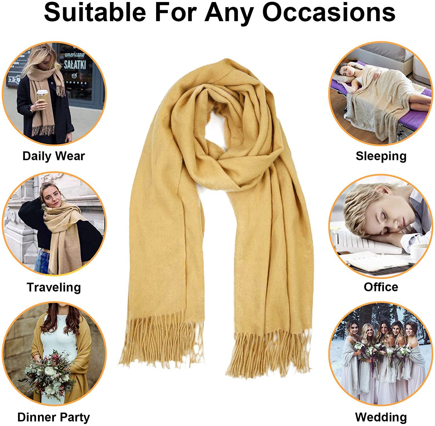 Blanket Scarfs for Women Cashmere Shawls  78.5"x27.5" - Image 5