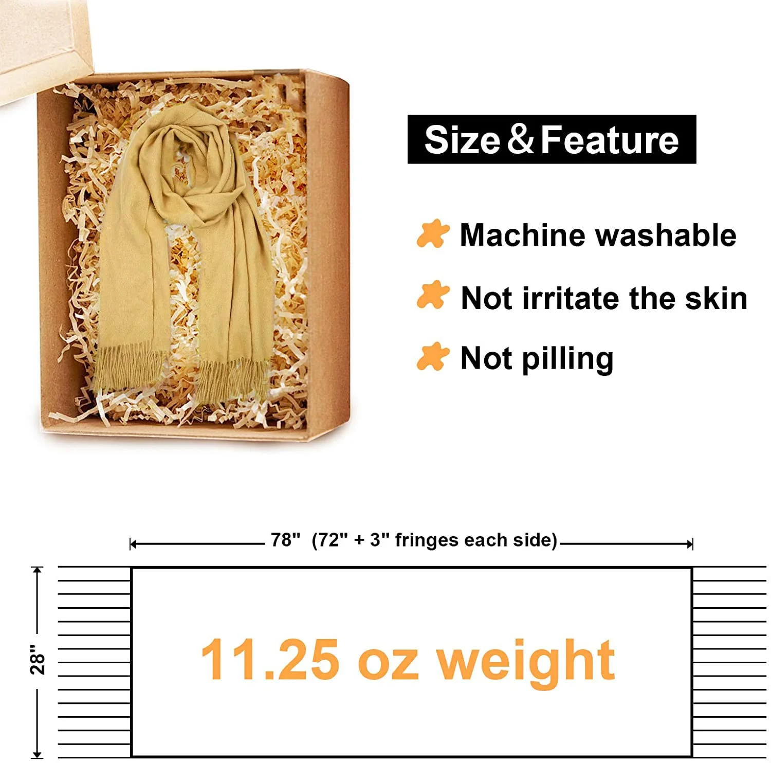 Blanket Scarfs for Women Cashmere Shawls  78.5"x27.5" - Image 6