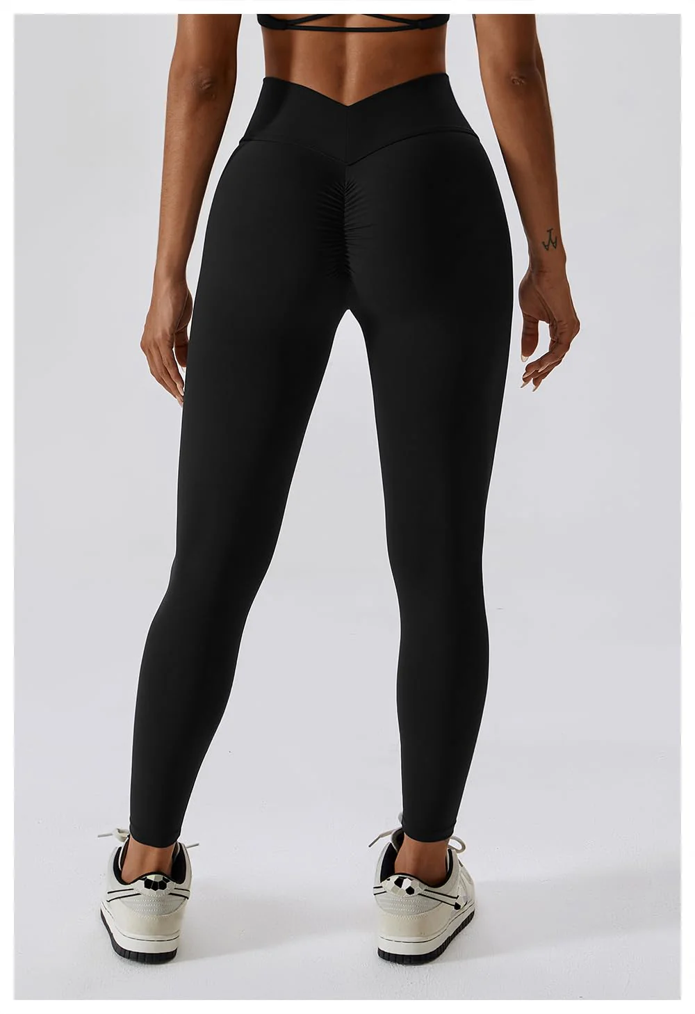 Butt Lifting V Waist Cut Leggings - Black - Image 3