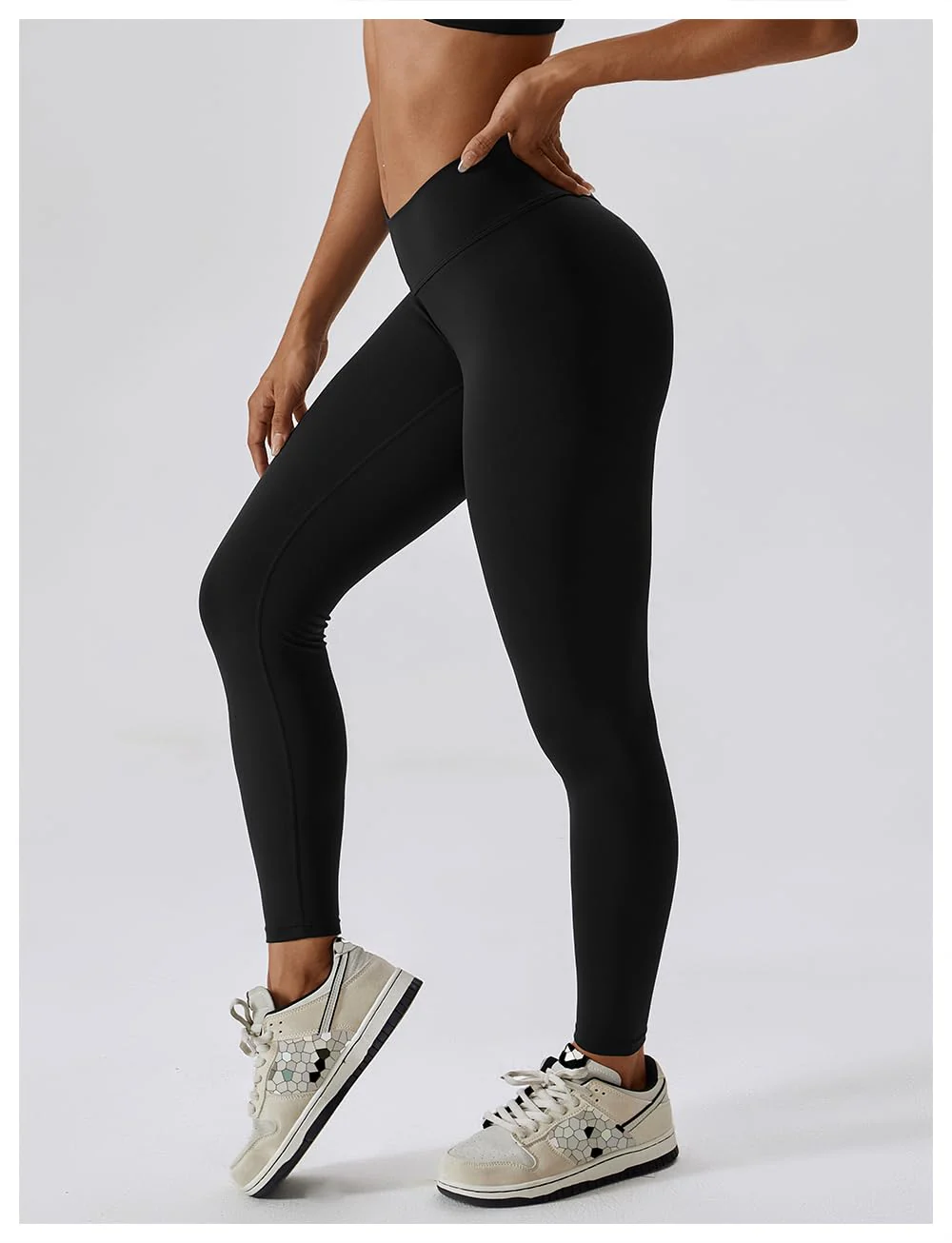 Butt Lifting V Waist Cut Leggings - Black - Image 5