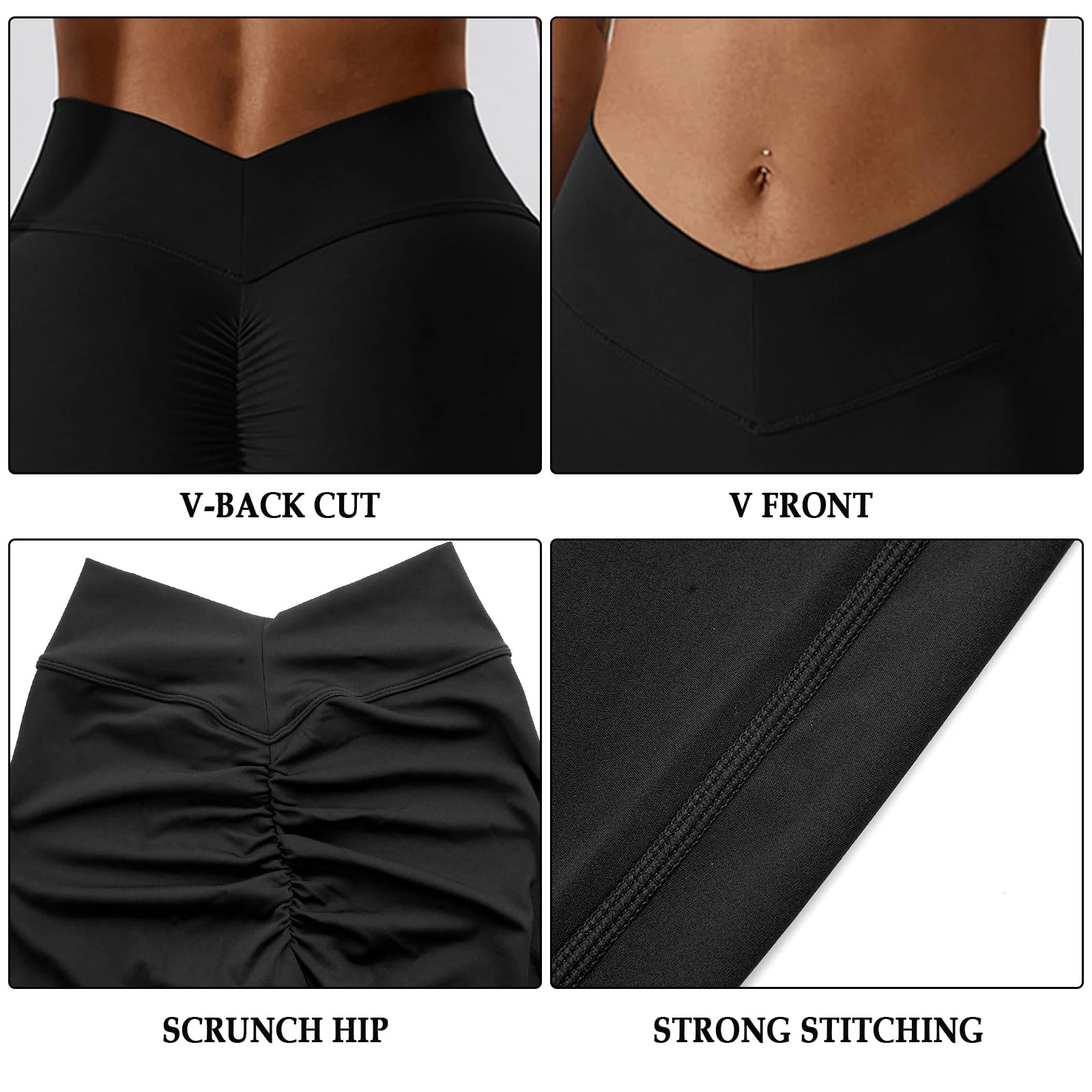 Butt Lifting V Waist Cut Leggings - Black - Image 6