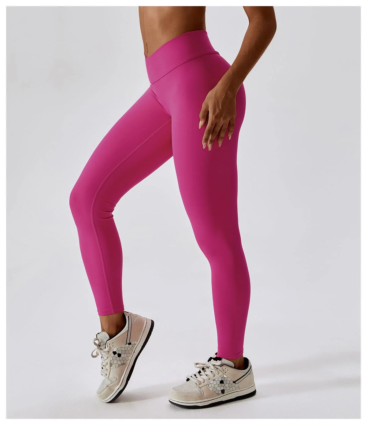 Butt Lifting V Waist Cut Leggings - Magenta - Image 4