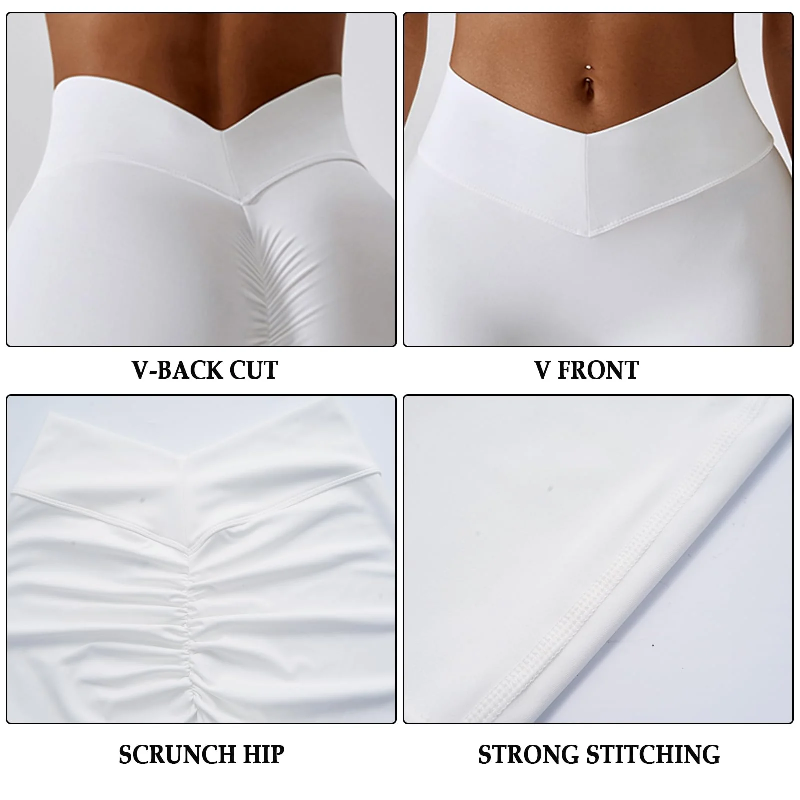 Butt Lifting V Waist Cut Leggings - White - Image 6
