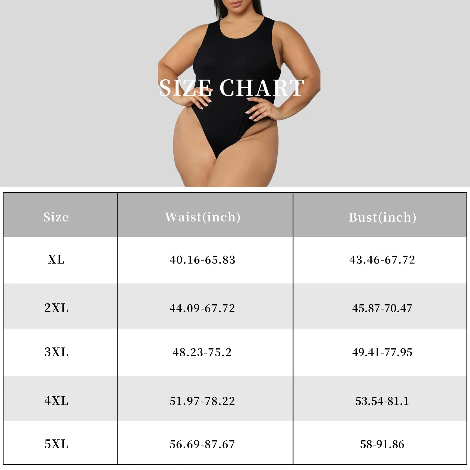 Crew Neck Sleeveless Slick Plus Size Bodysuit for Women - Black - Image 6