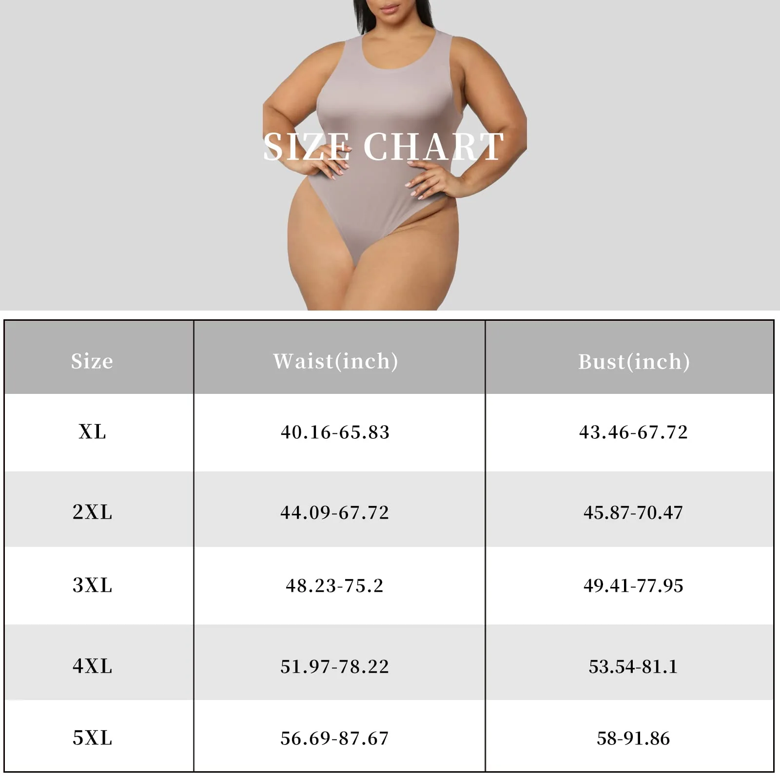 Crew Neck Sleeveless Slick Plus Size Bodysuit for Women - Khaki - Image 6