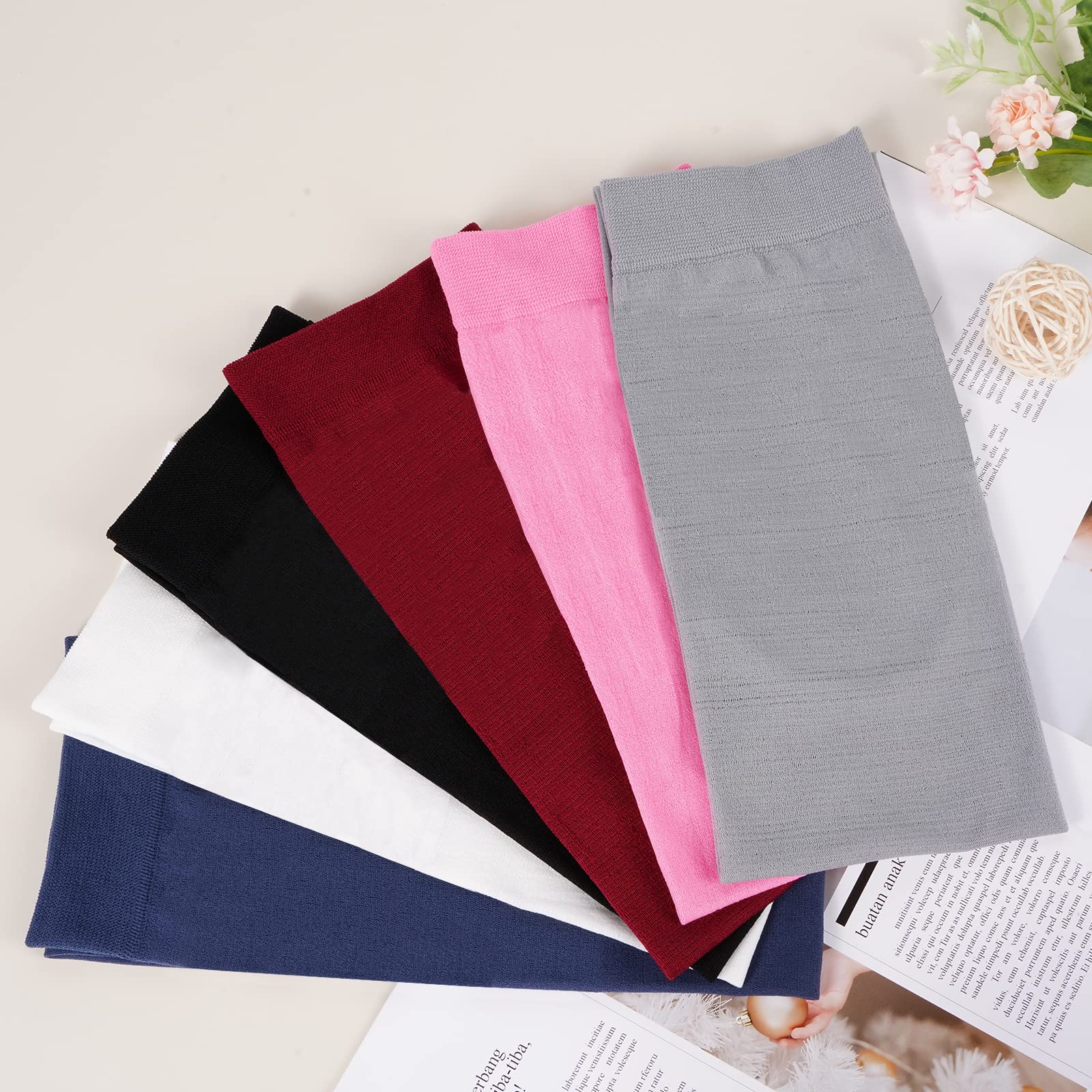 Extra Long Womens Opaque Over Knee High Stockings-Burgundy - Image 7