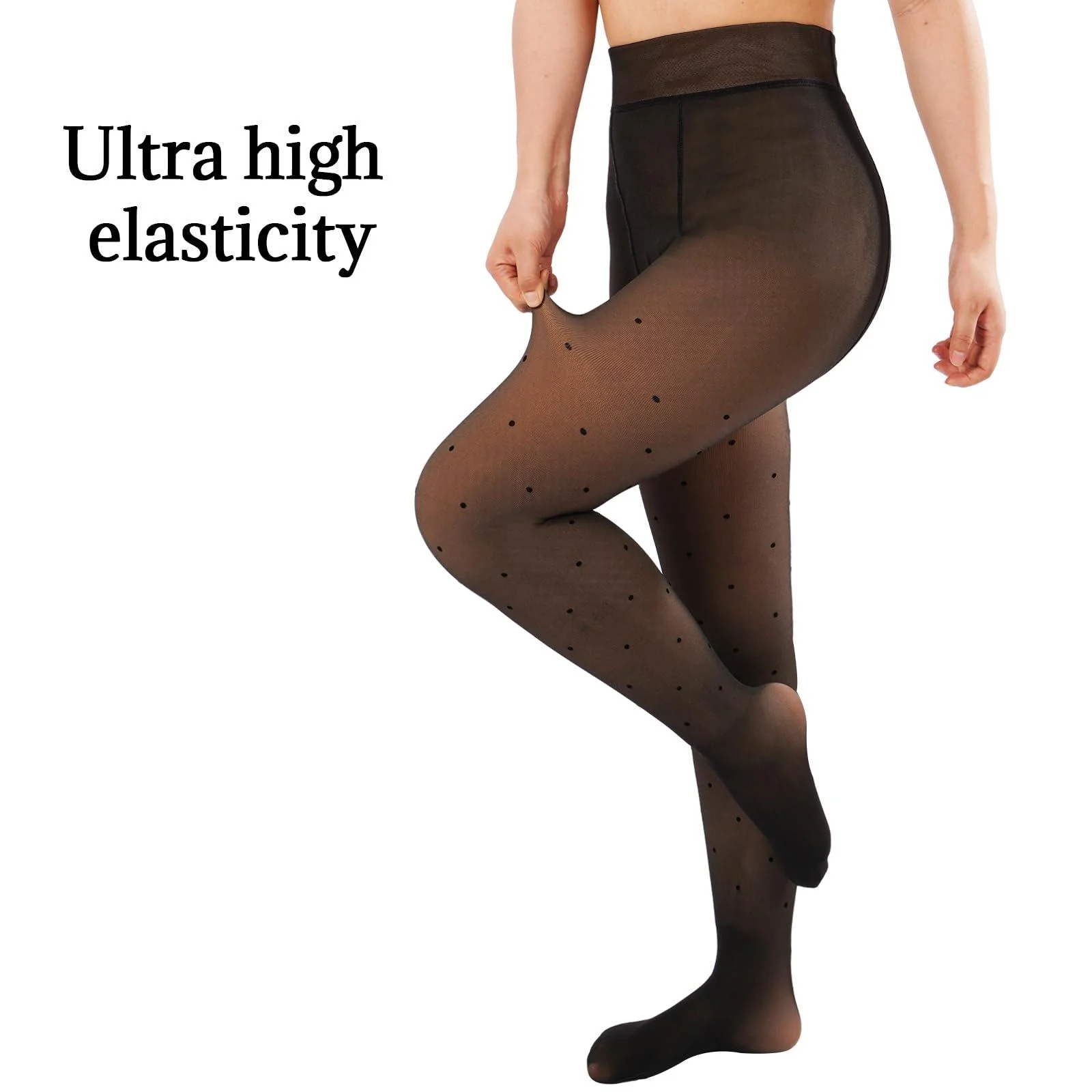 Translucent Fleece Lined Tights for Women - Wave Point - Image 6