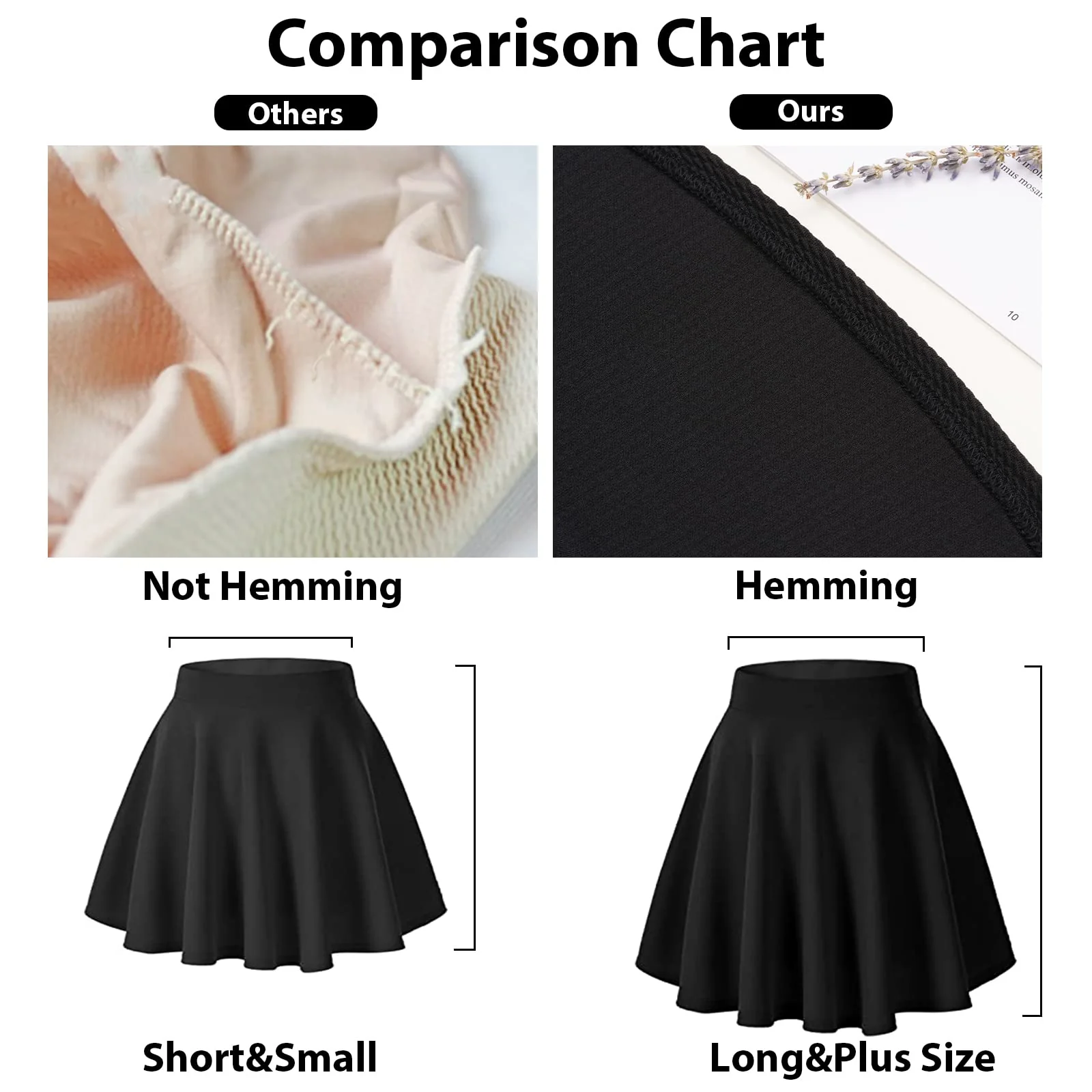 High Waisted Skater Skirt Plus Size-Black - Image 6