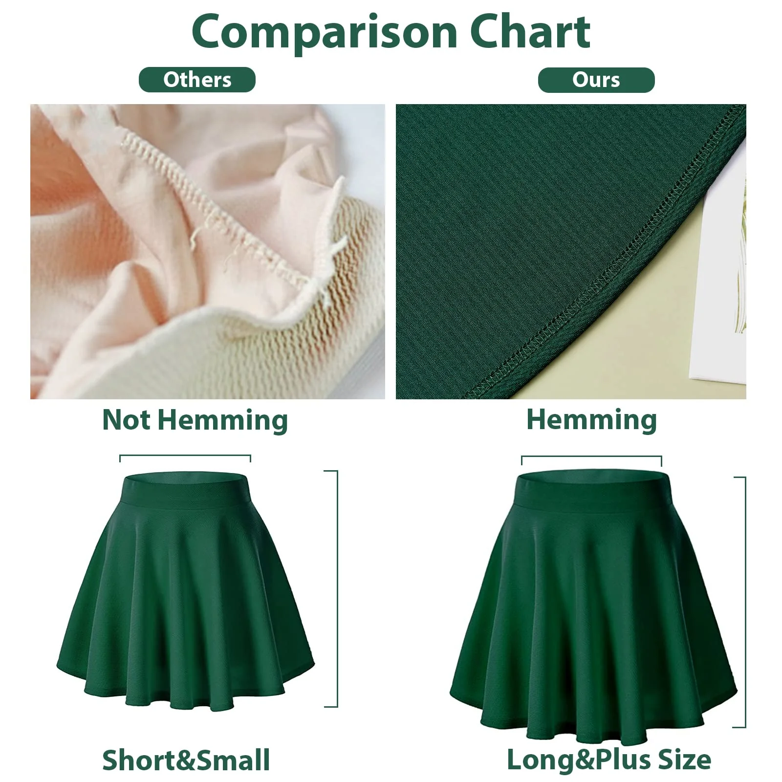 High Waisted Skater Skirt Plus Size-Green - Image 4