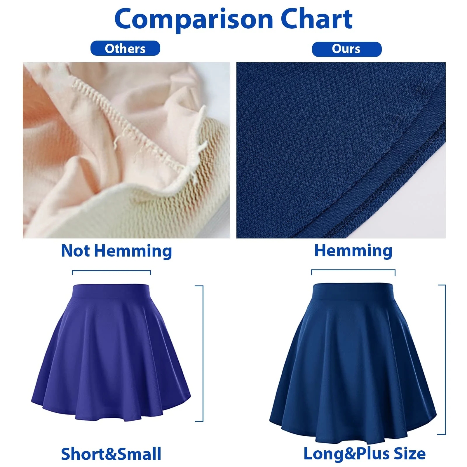 High Waisted Skater Skirt Plus Size-Navy - Image 5