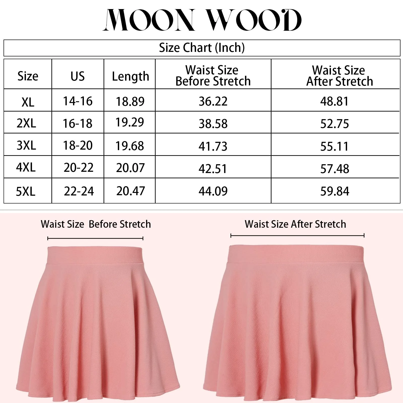 High Waisted Skater Skirt Plus Size-Pink - Image 4