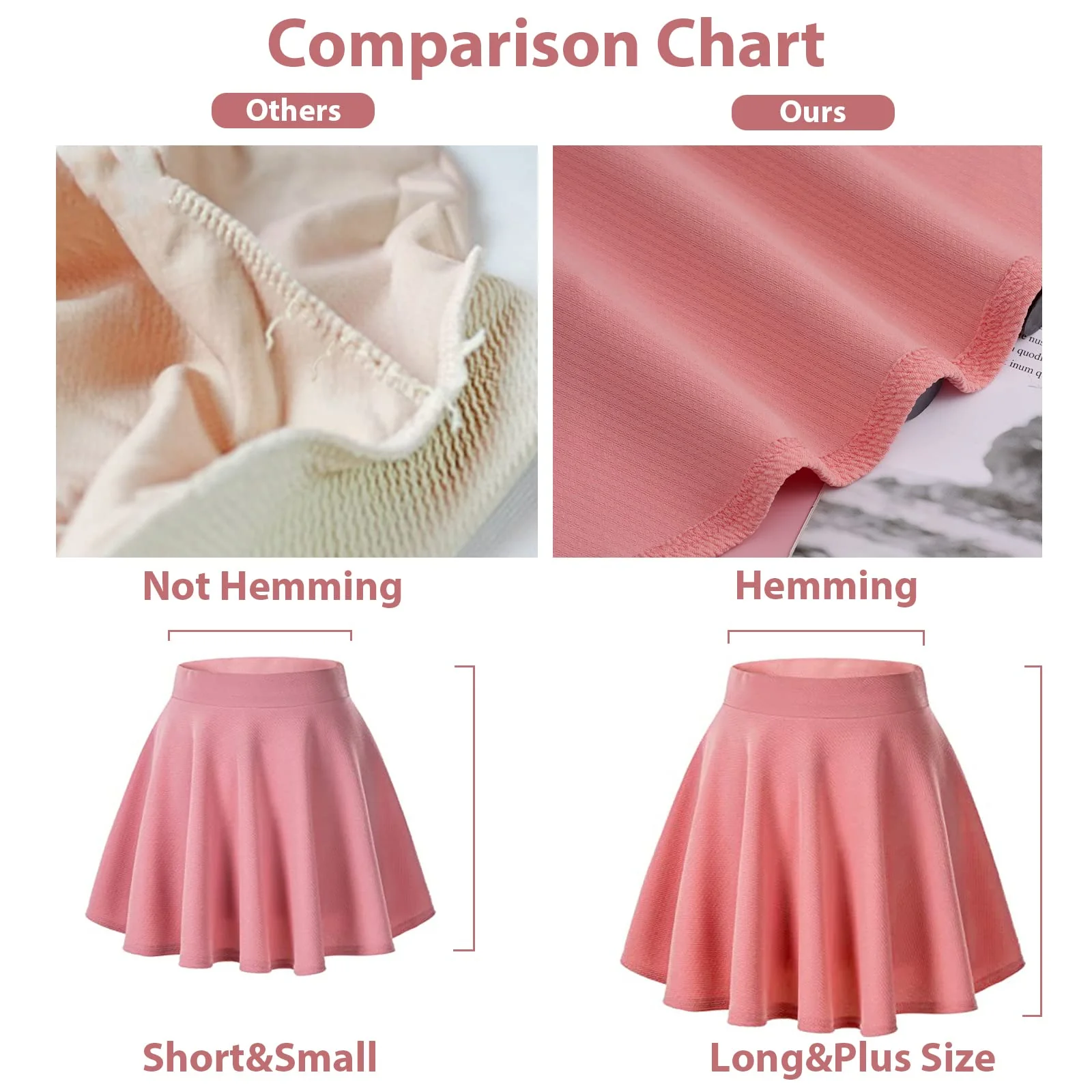 High Waisted Skater Skirt Plus Size-Pink - Image 5