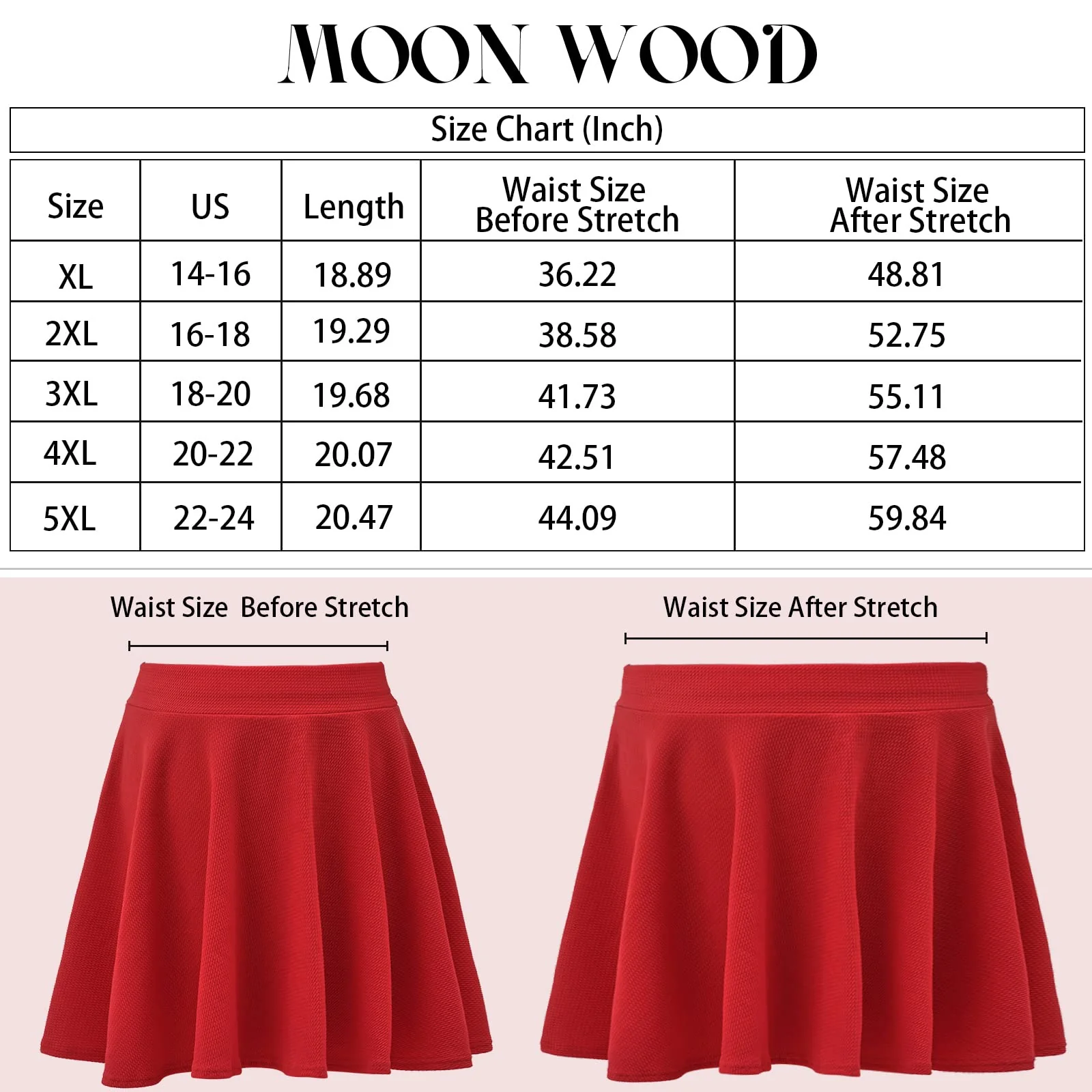 High Waisted Skater Skirt Plus Size-Red - Image 4