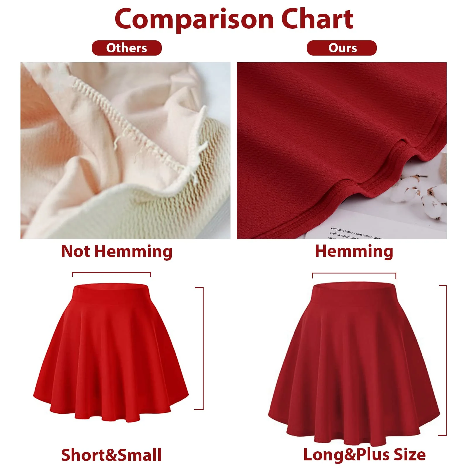 High Waisted Skater Skirt Plus Size-Red - Image 5
