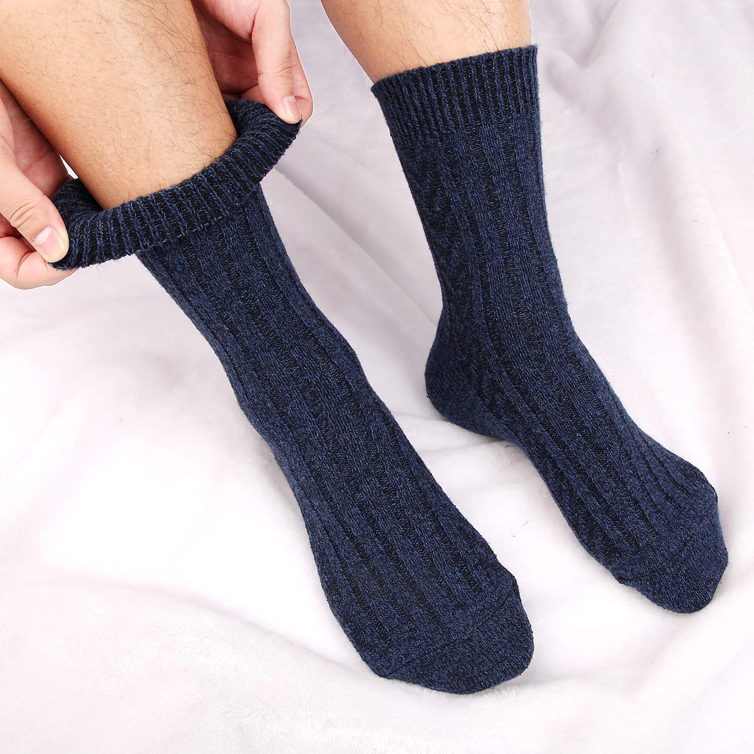Knit Wool Blend Warm Crew Sock Causal for Man 5 Pack - Image 4