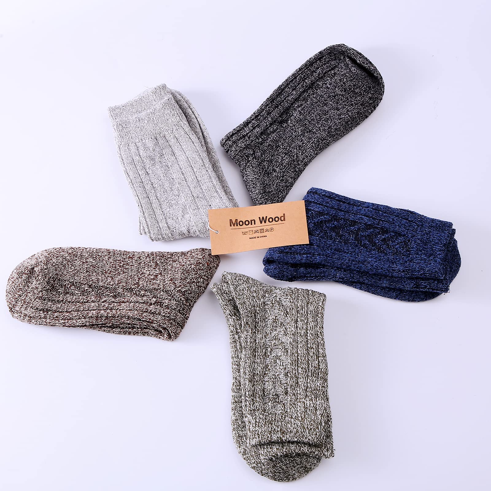 Knit Wool Blend Warm Crew Sock Causal for Man 5 Pack - Image 6