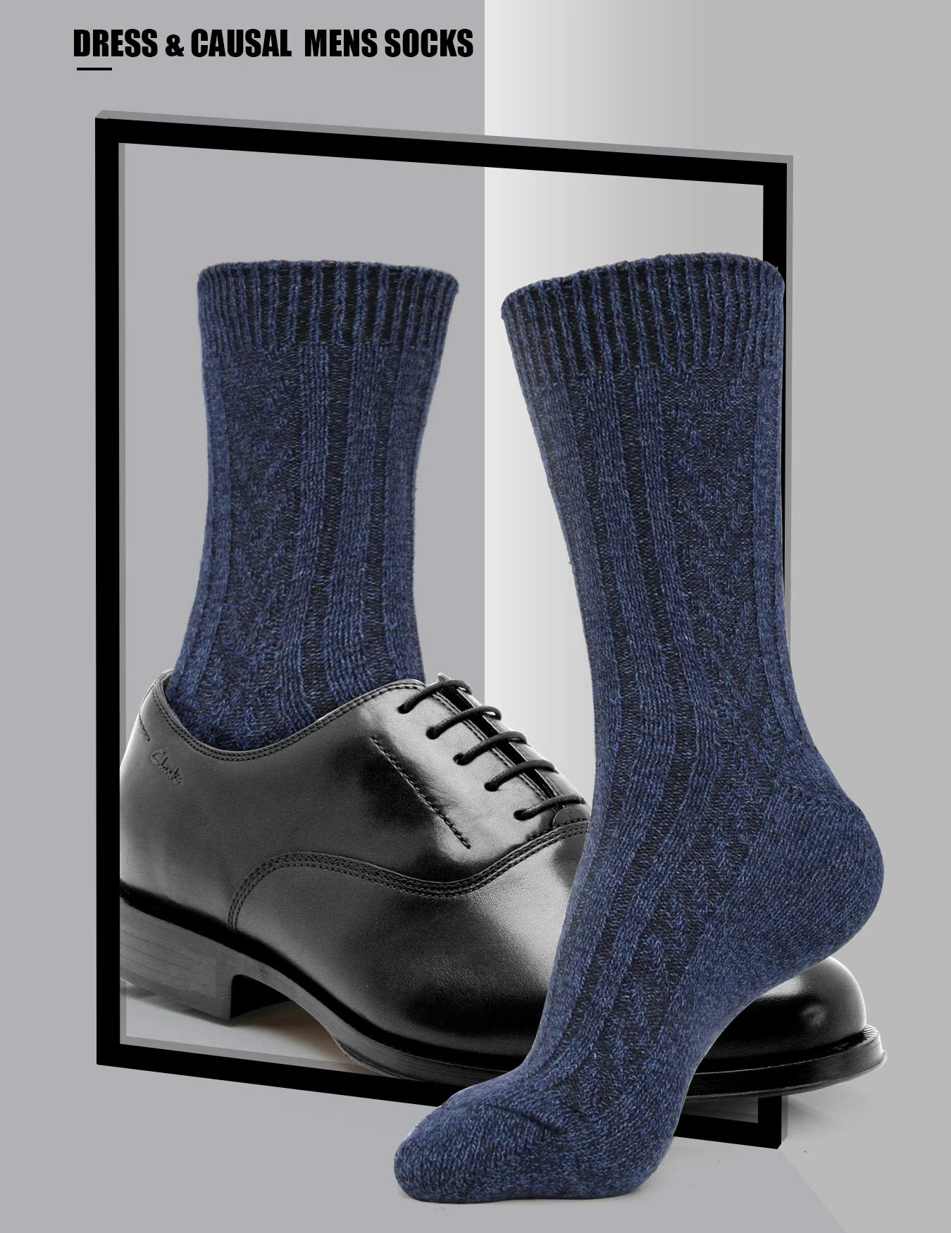 Knit Wool Blend Warm Crew Sock Causal for Man 5 Pack - Image 7