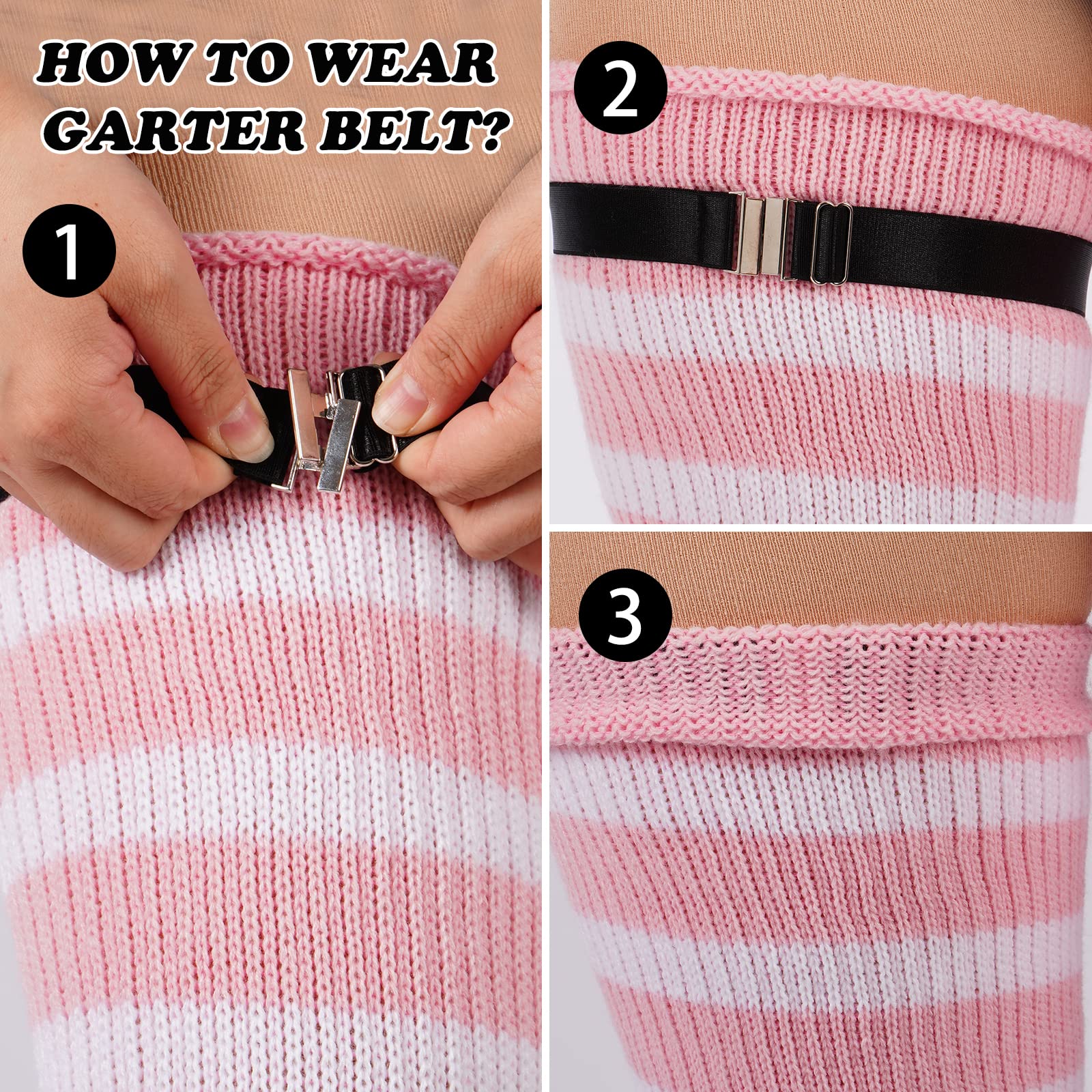 Plus Size Leg Warmers for Women- Baby Pink & White - Image 3