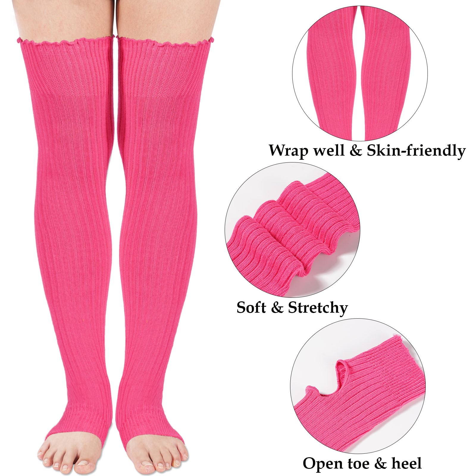 Long Leg Warmers for Women 80s Ribbed Knit - Red - Image 6