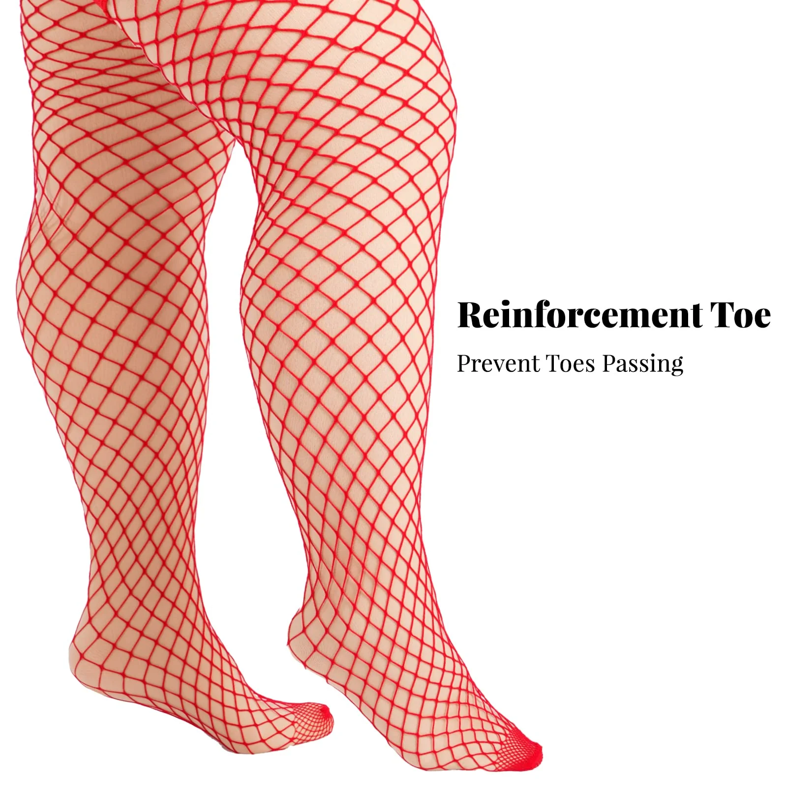 Plus Size Fishnet Stockings Sheer Silicone Lace - Red Medium Mesh - Image 5