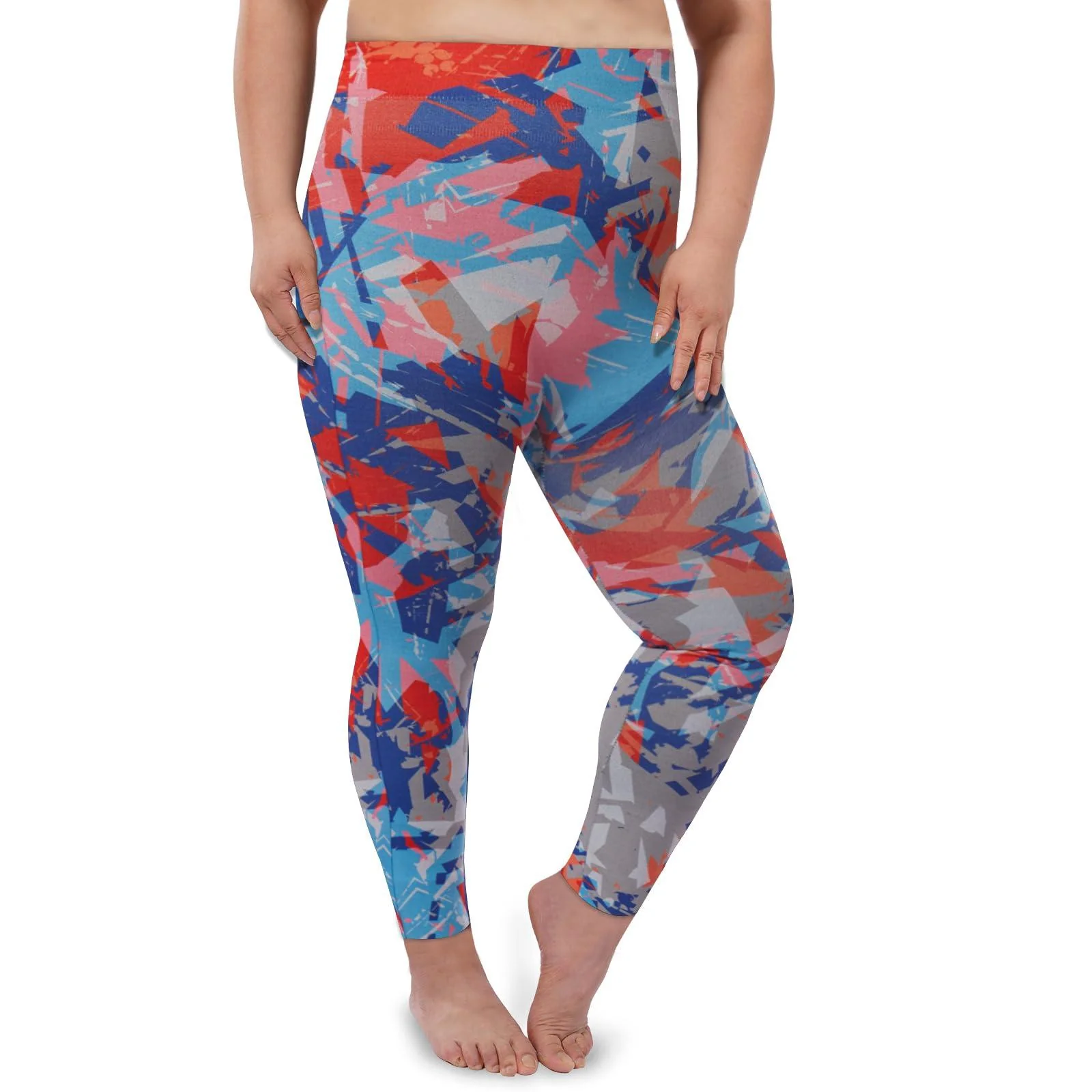 Plus Size Fleece Lined Leggings Printed 6 Pack - Image 3