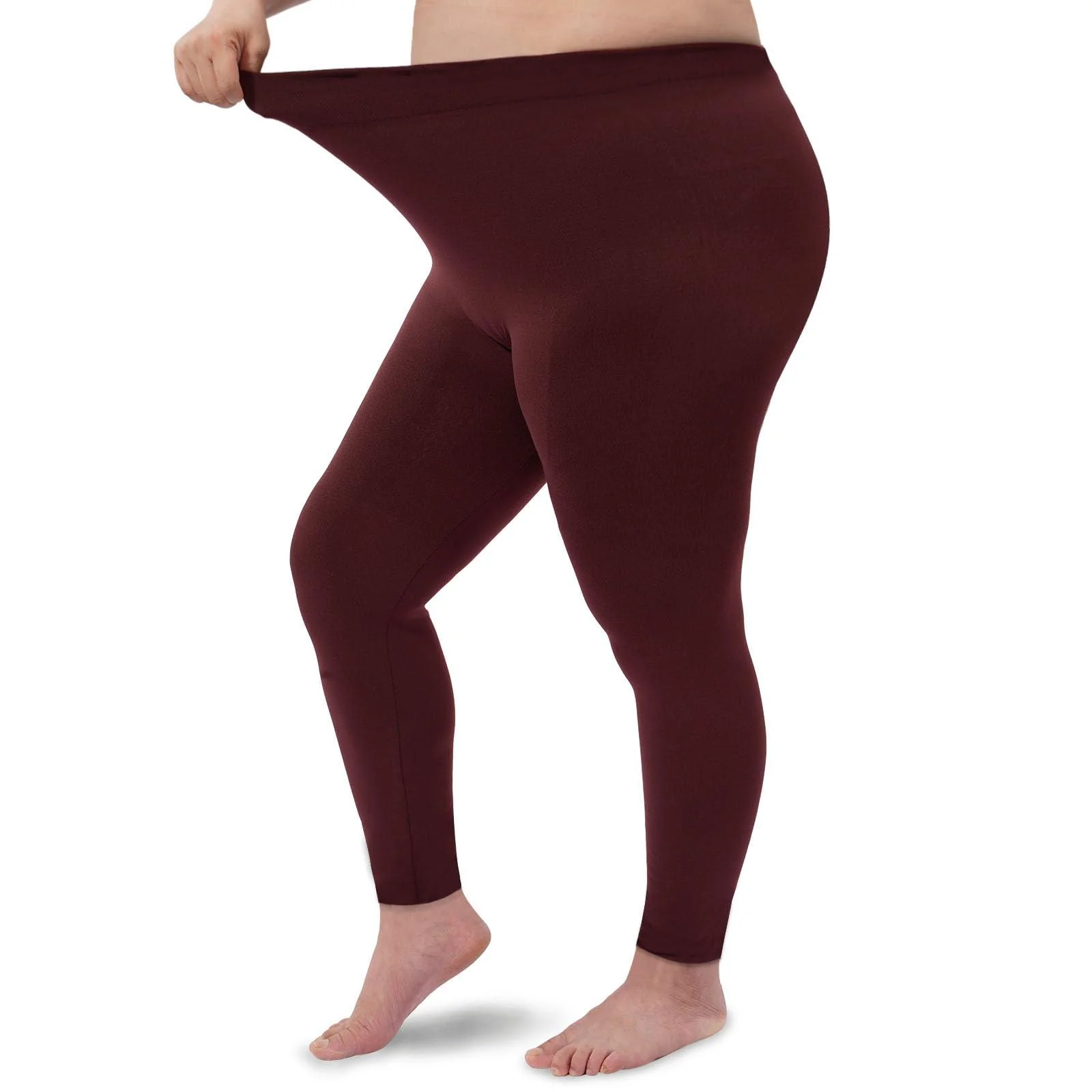 Plus Size Fleece Lined Leggings Solid 7 Pack - Image 4