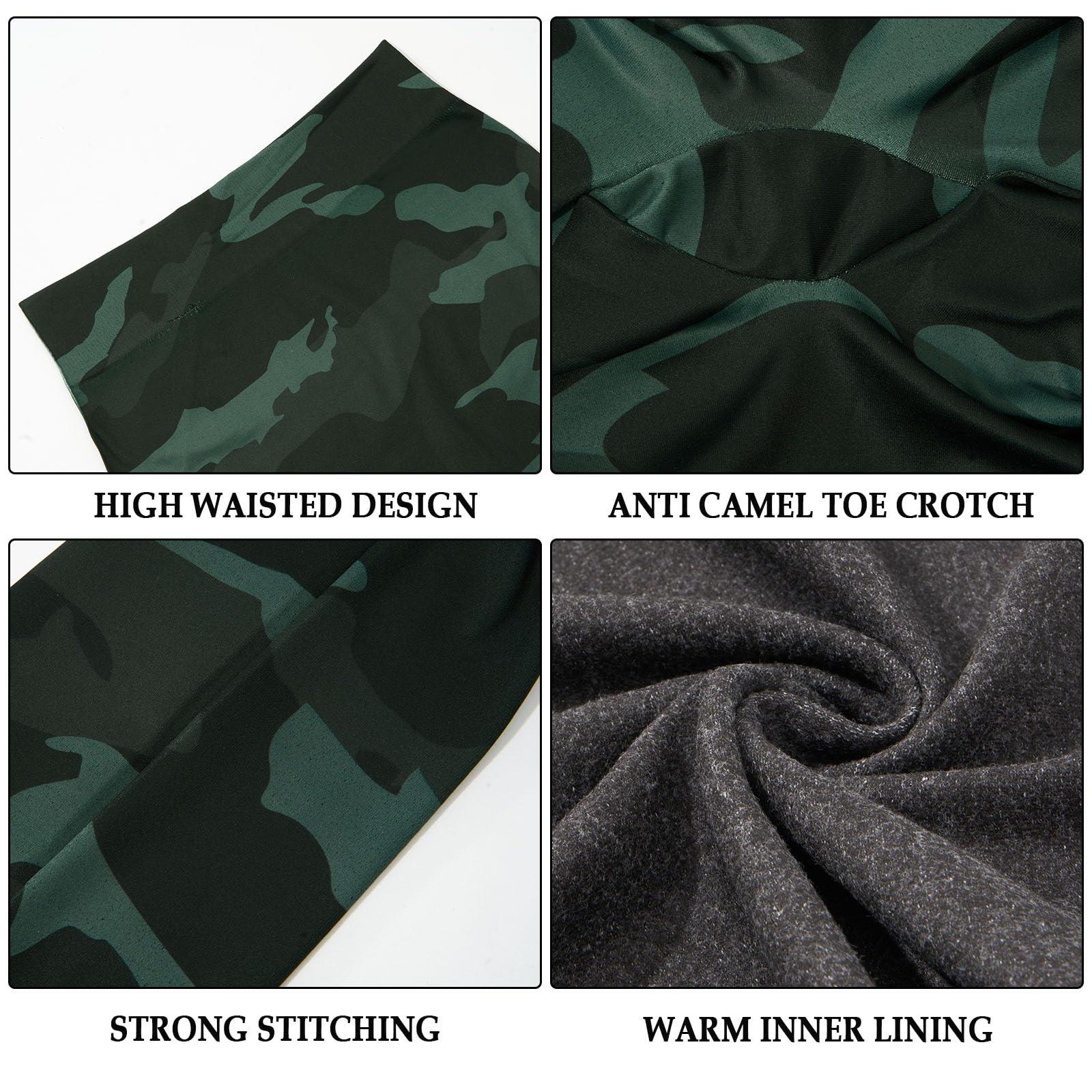 Plus Size Fleece Lined Leggings Women - Black Camo - Image 7