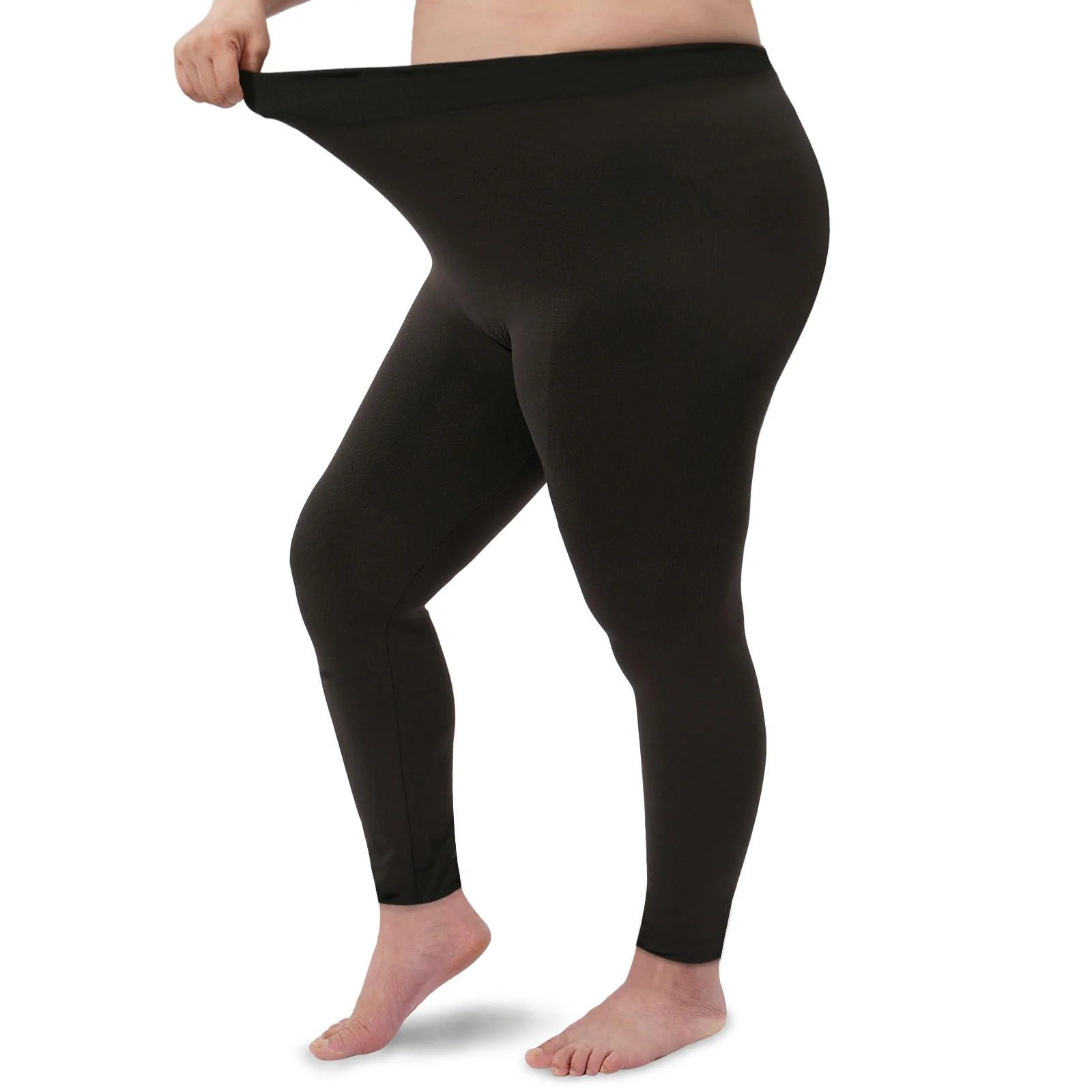 Plus Size Fleece Lined Leggings Women - Coffee - Image 3
