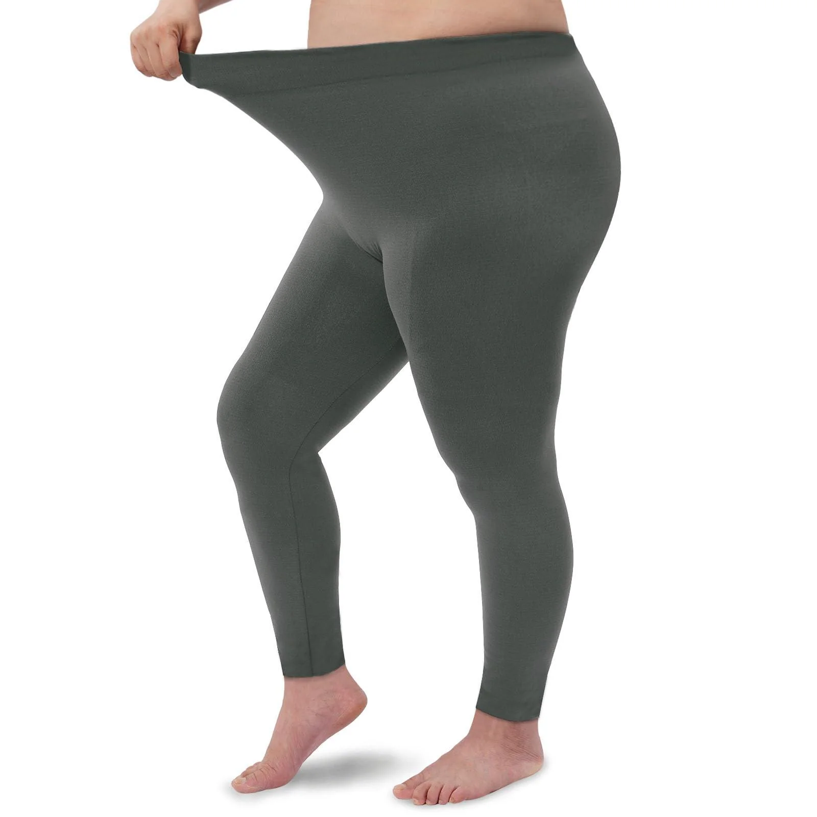 Plus Size Fleece Lined Leggings Women - Dark Grey - Image 3