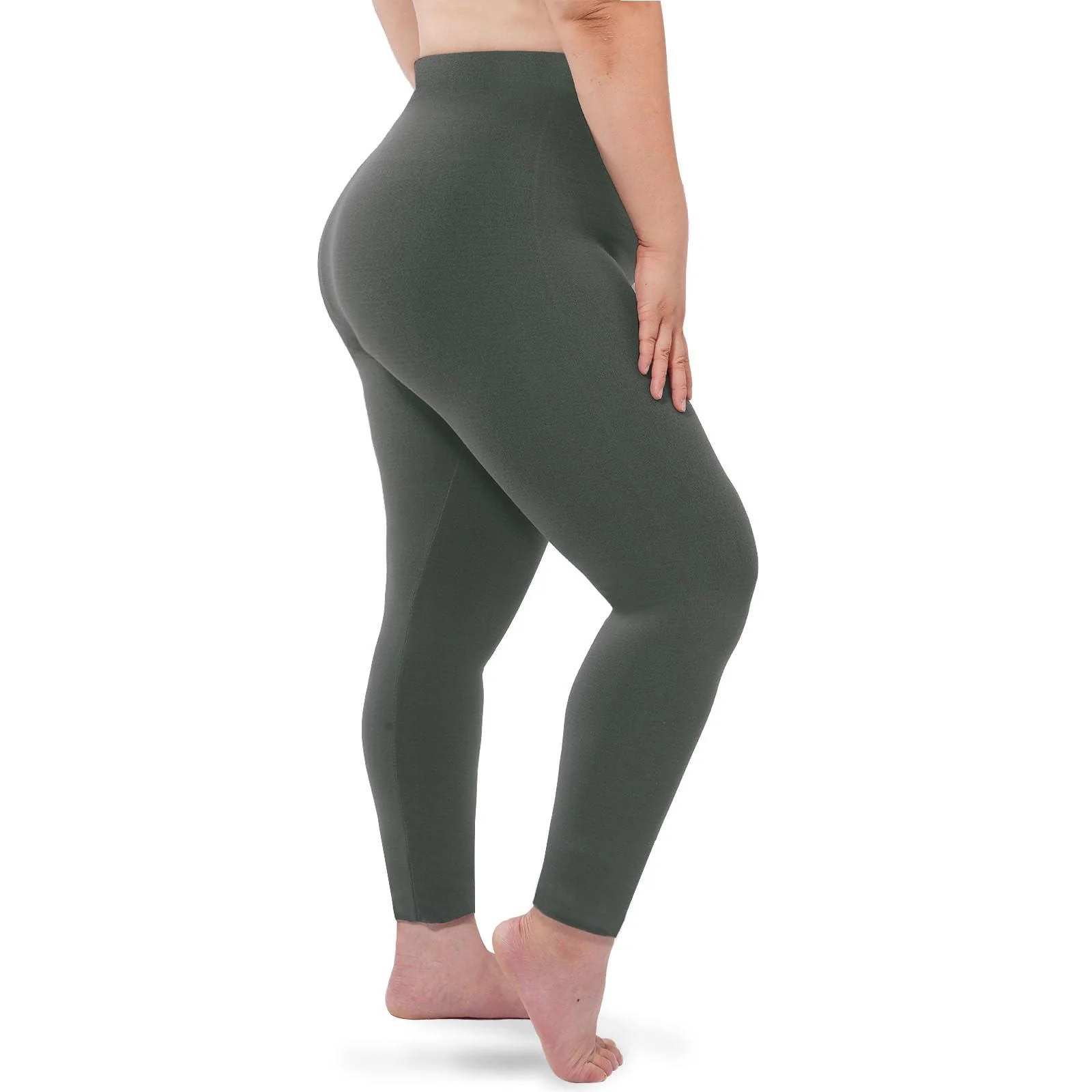 Plus Size Fleece Lined Leggings Women - Dark Grey - Image 4