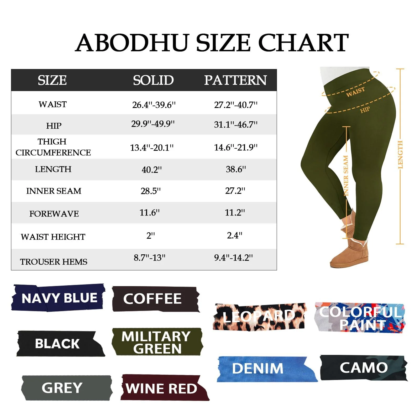 Plus Size Fleece Lined Leggings Women - Military Green - Image 5