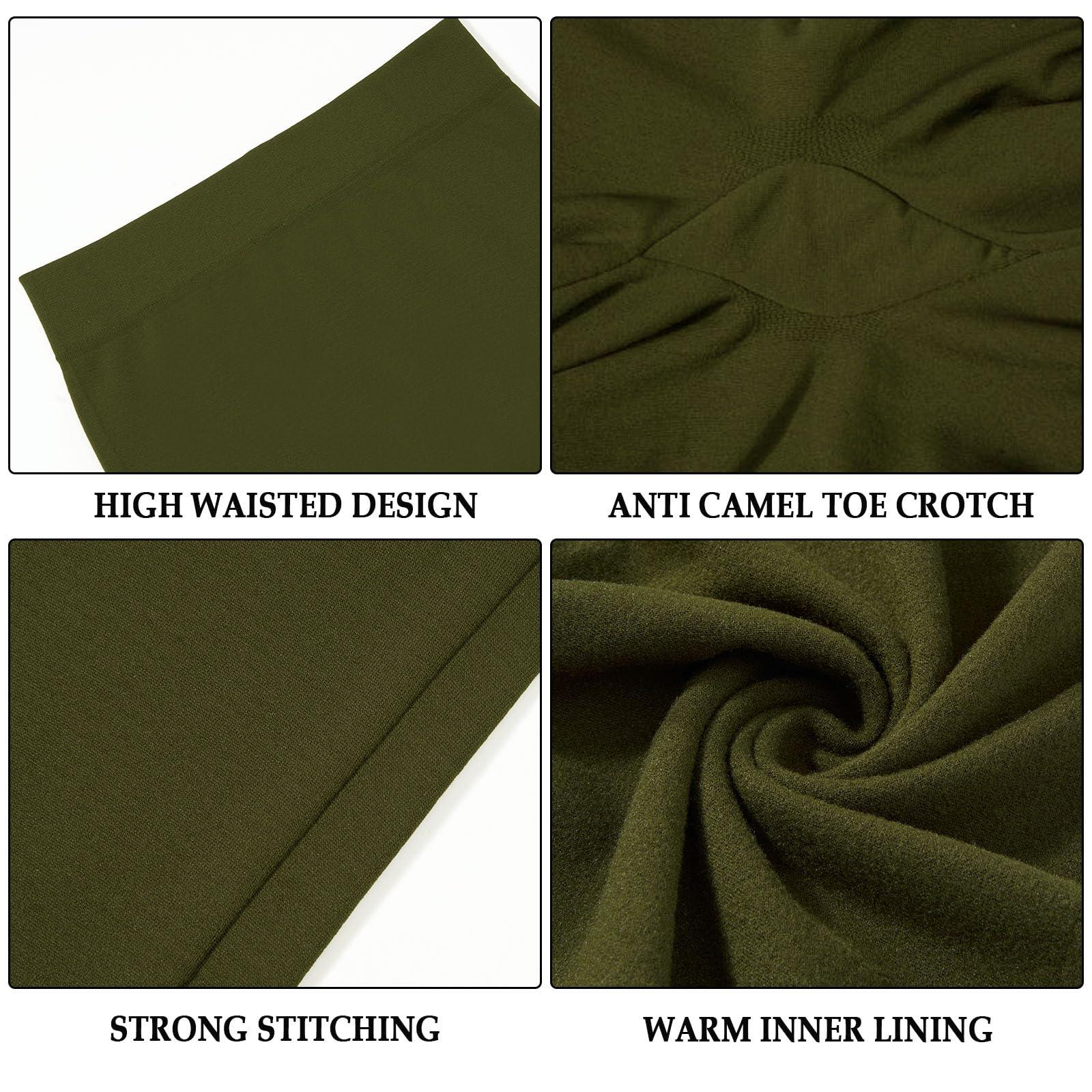 Plus Size Fleece Lined Leggings Women - Military Green - Image 7