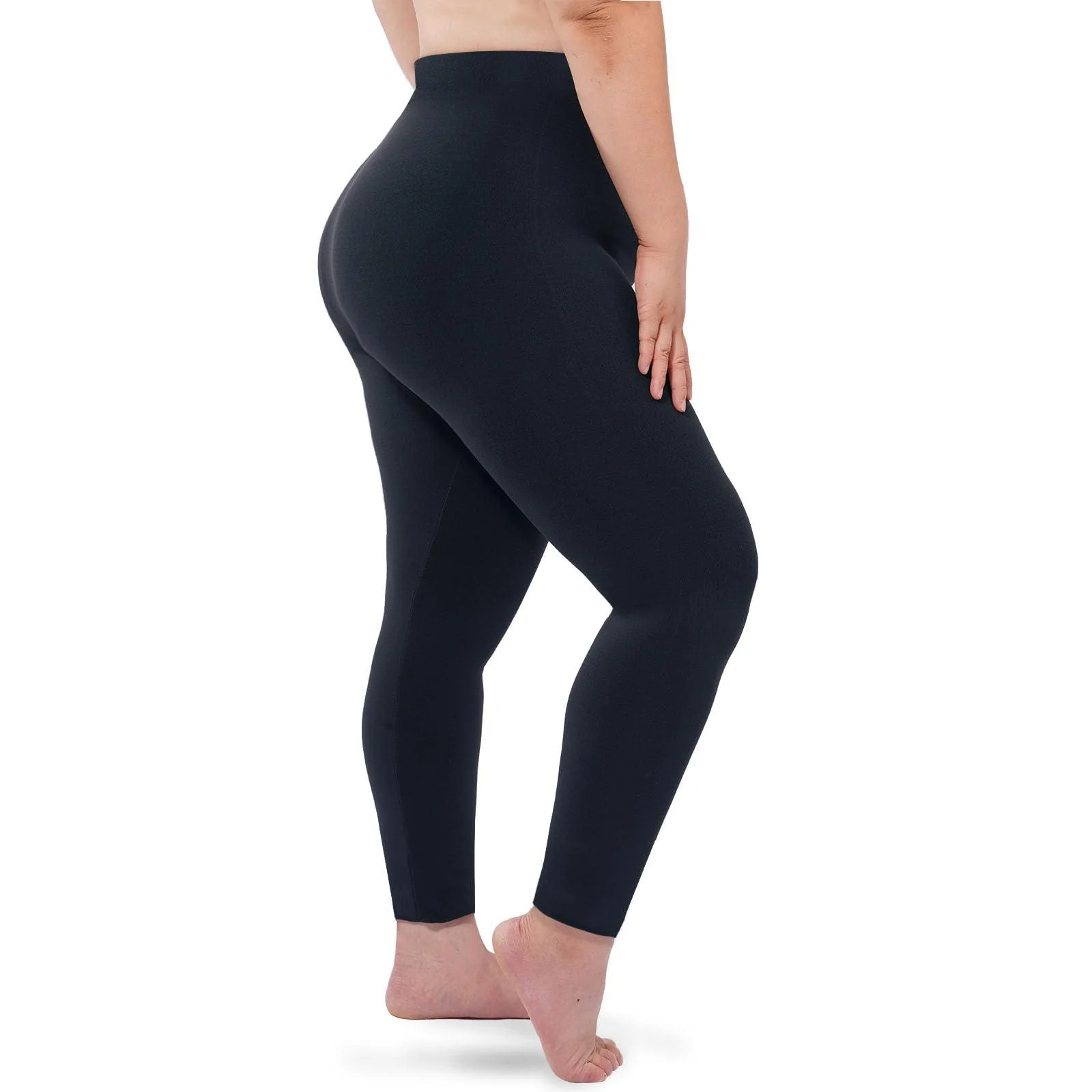 Plus Size Fleece Lined Leggings Women - Navy Blue - Image 3