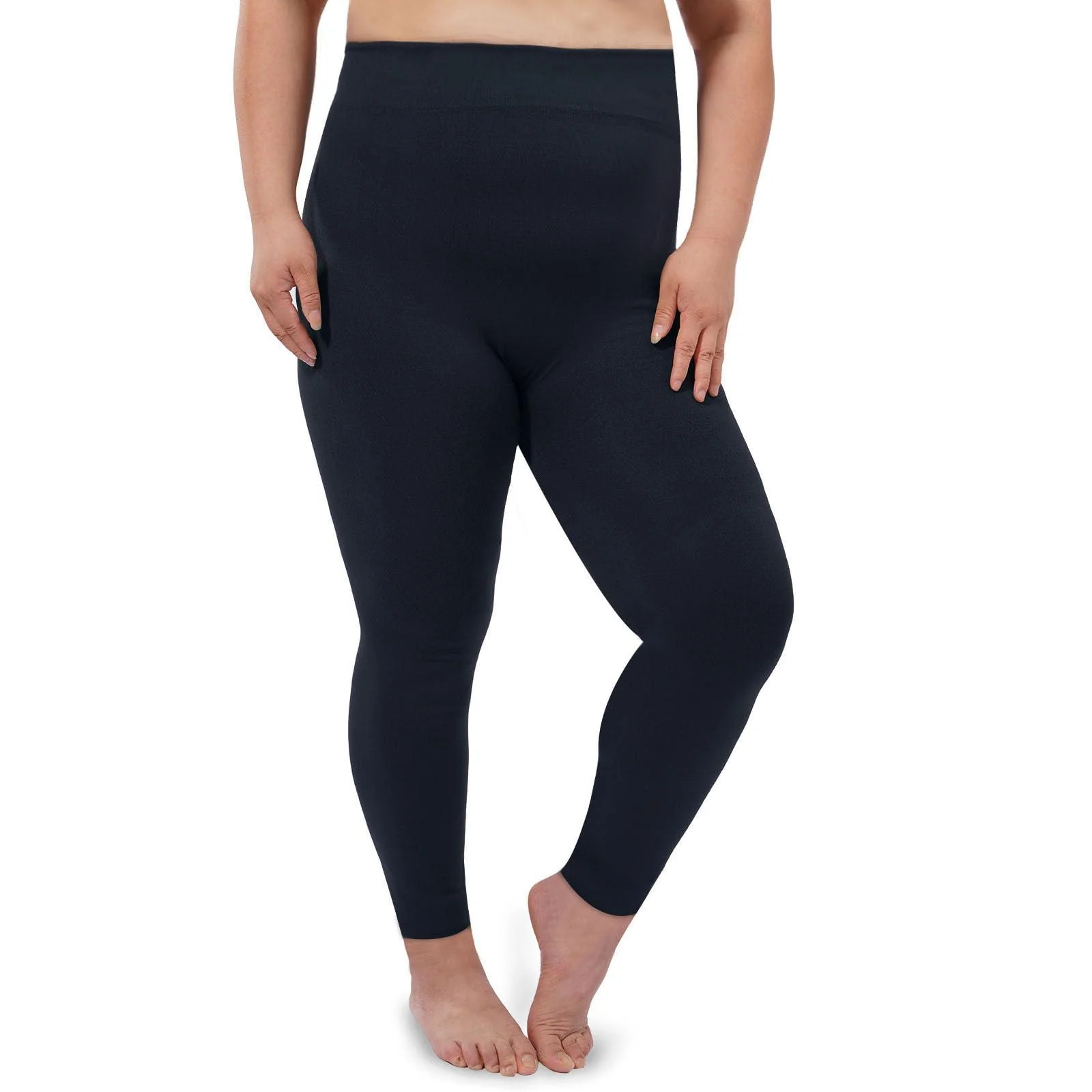 Plus Size Fleece Lined Leggings Women - Navy Blue - Image 4