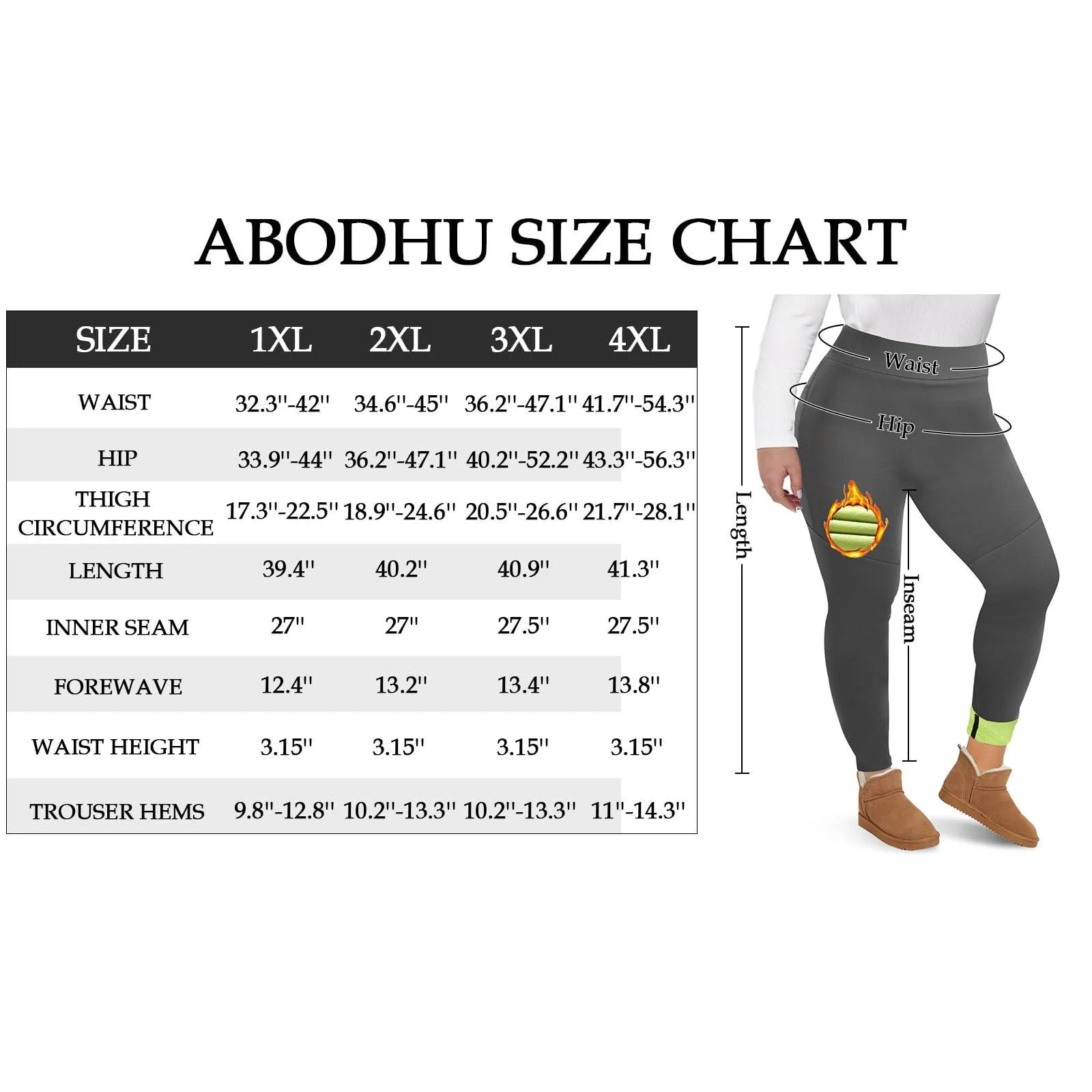 Plus Size Fleece Lined Leggings Women with Pockets - Grey - Image 4