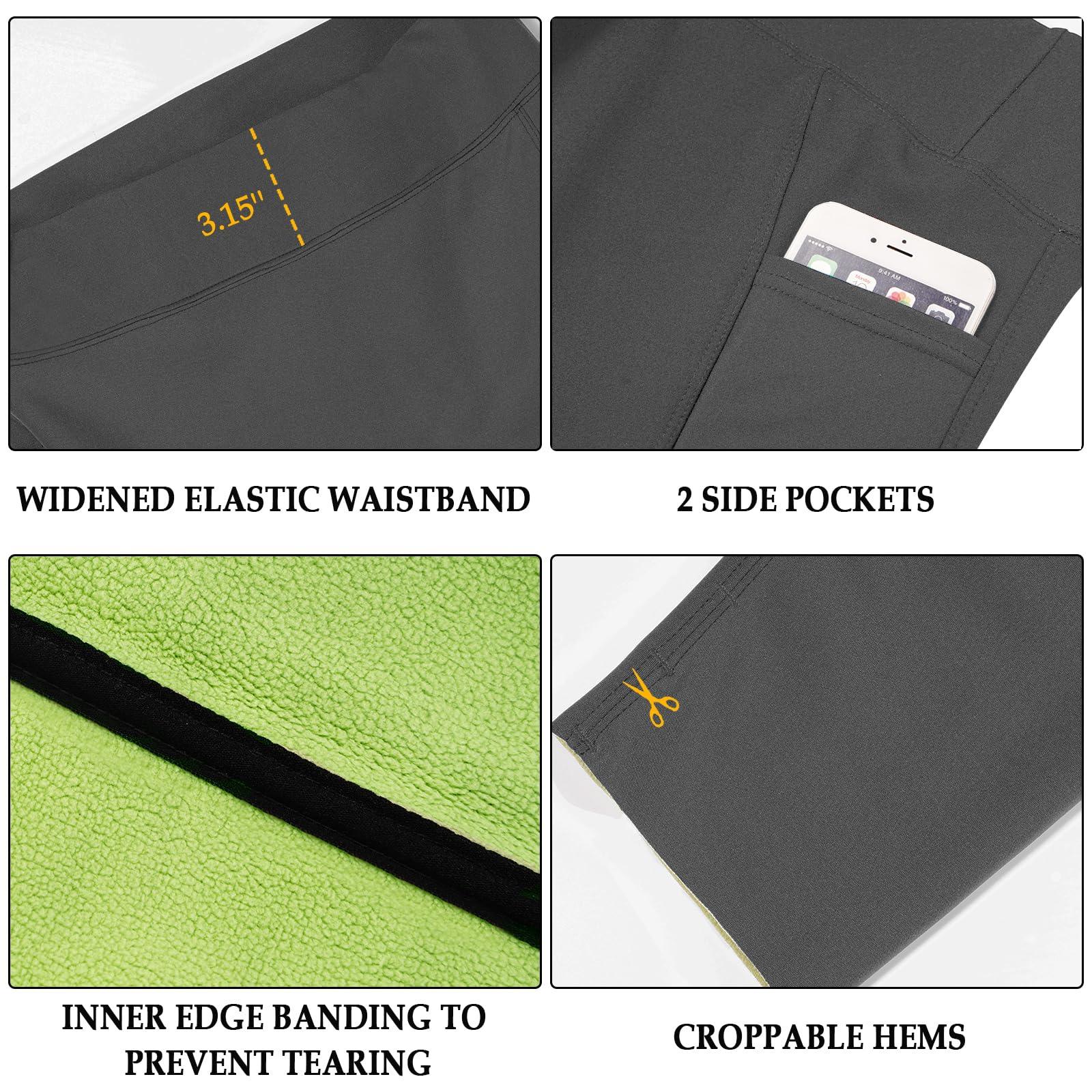 Plus Size Fleece Lined Leggings Women with Pockets - Grey - Image 5