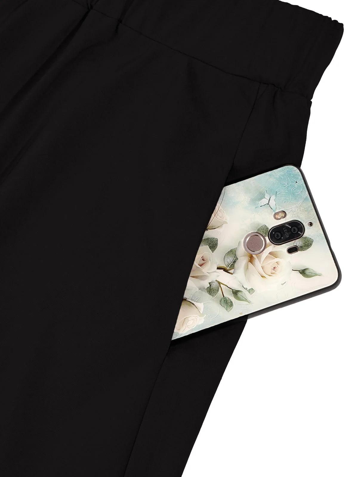 Plus Size High Waist A-Line Midi Skirt - Black - Image 5