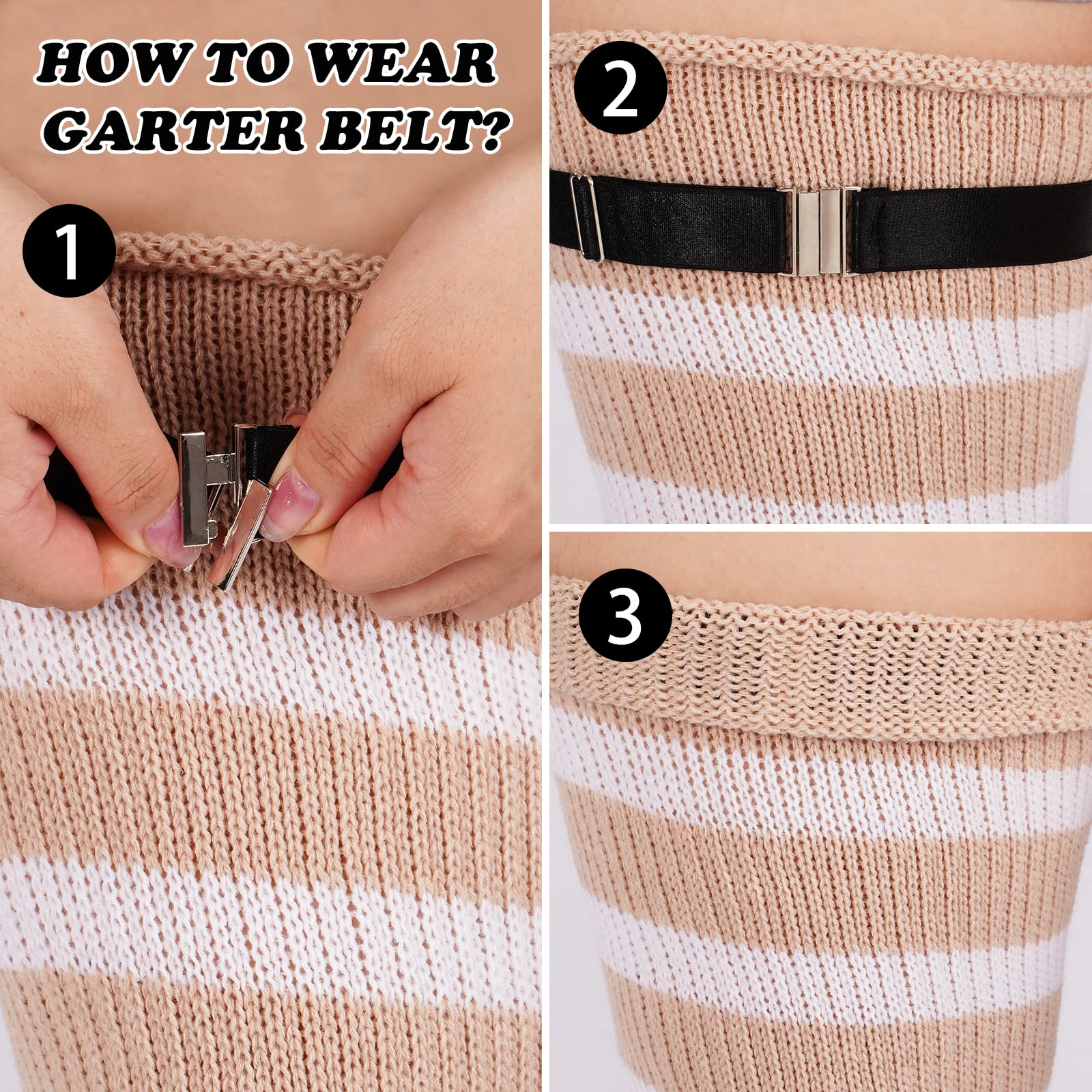 Plus Size Leg Warmers for Women-Beige - Image 3